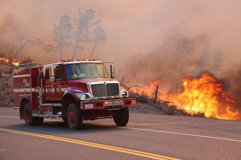Firefighters work to control the Park Fire, in this picture released on July 31. The fire is now the fourth-largest in California history.