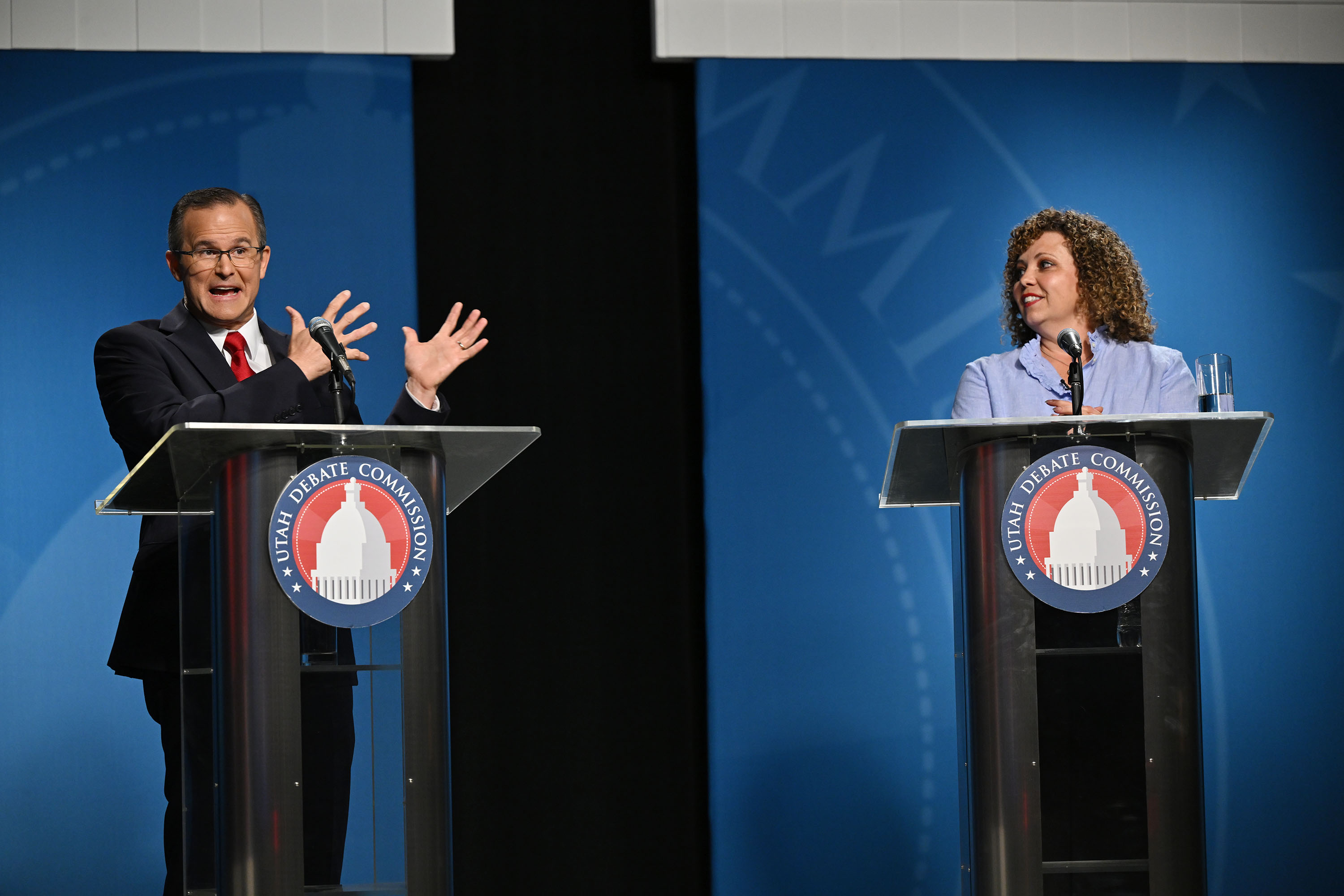 Utah’s 2nd Congressional district debate between Colby Jenkins and Rep. Celeste Maloy Salt Lake City on June 10. Maloy has won the primary after maintaining a narrow lead over Republican challenger Colby Jenkins following the results of a recount.