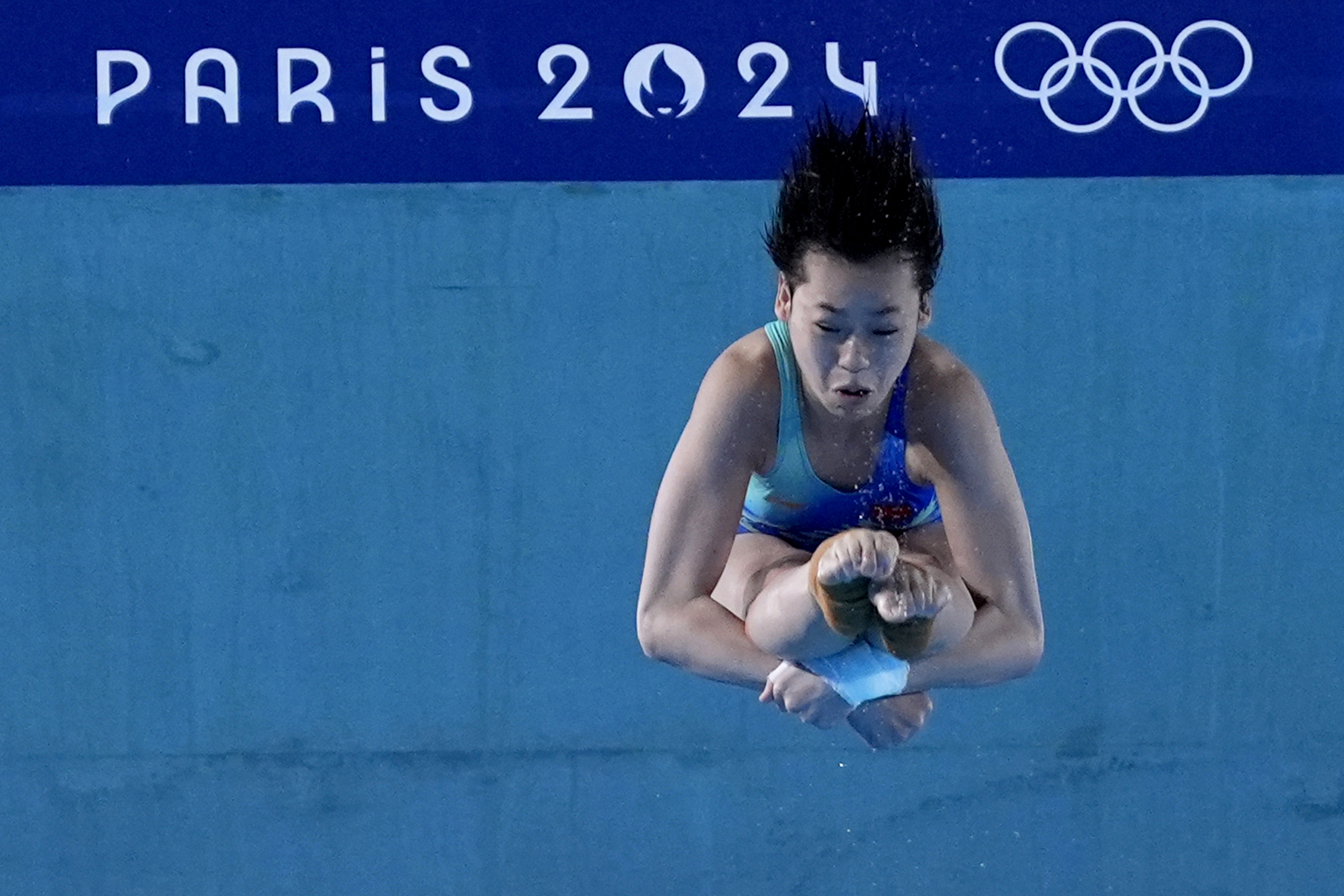 China's Quan Hongchan competes in the women's 10m platform diving preliminary at the 2024 Summer Olympics, Monday, Aug. 5, 2024, in Saint-Denis, France.