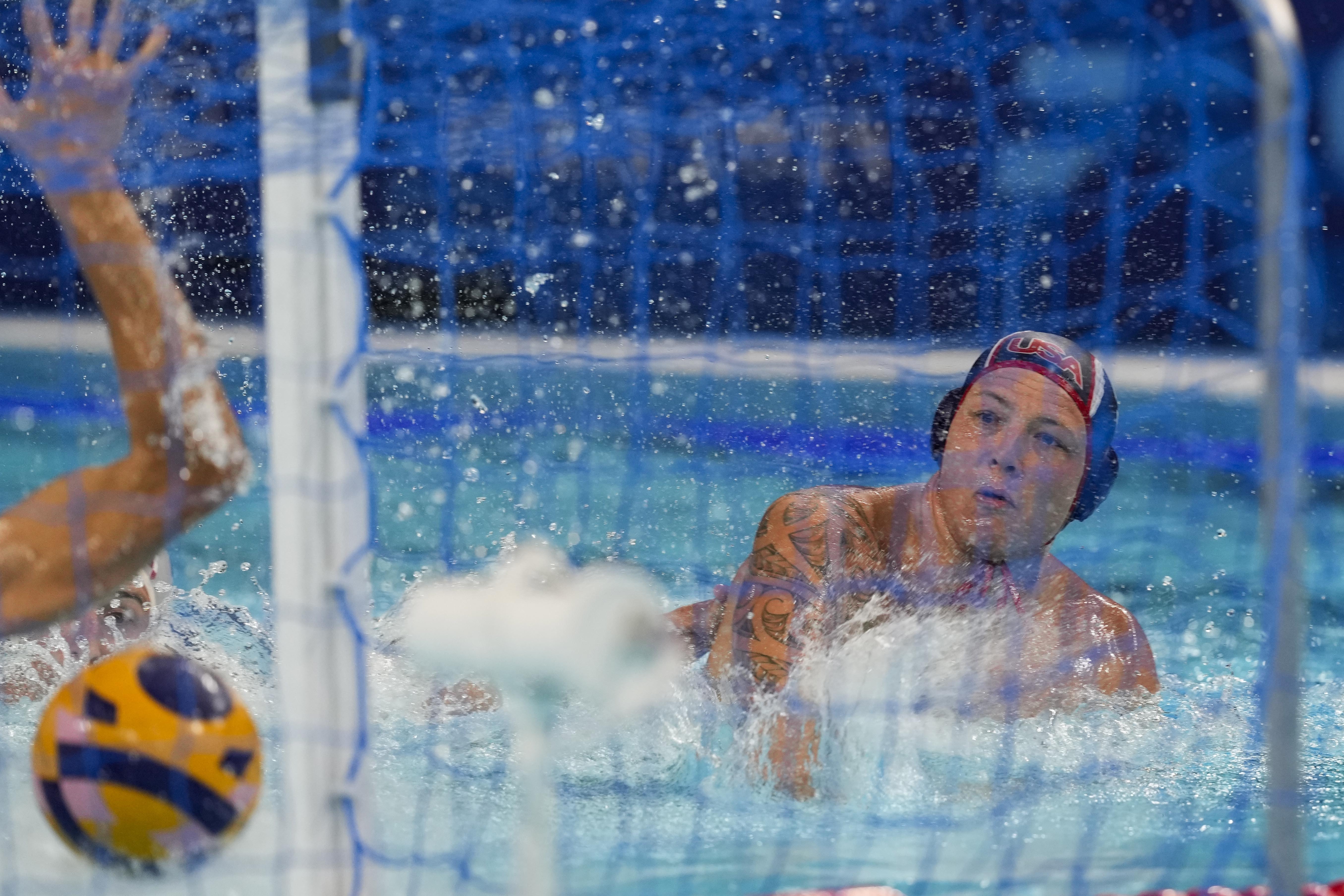 United States' Hannes Daube scores a goal during a men's Group A preliminary match between Croatia and USA, at the 2024 Summer Olympics, Monday, Aug. 5, 2024, in Paris.