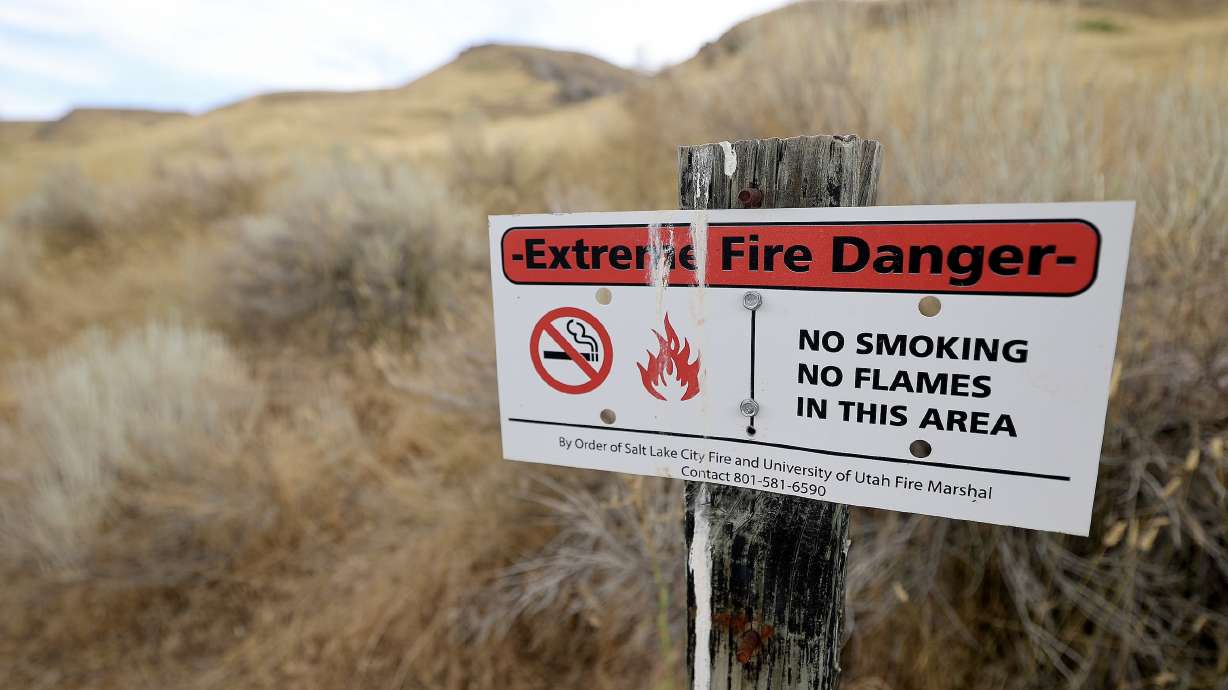 Dry conditions are pictured in Salt Lake City on Monday. Utah fire resources will remain in-state for now as dry conditions return to the state and increase fire potential.