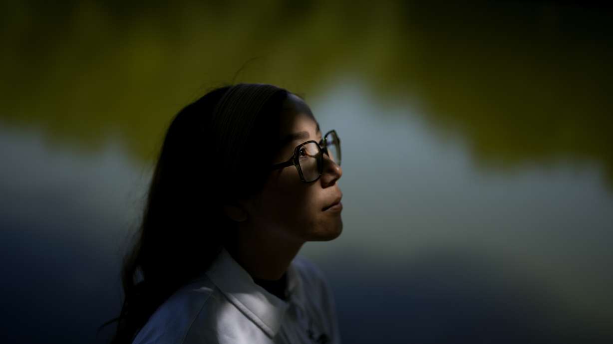 Afghan Taekwondo Paralympian Zakia Khudadadi, part of the Refugee Olympic Team, poses for a photo during an interview with The Associated Press at the 2024 Summer Olympics, Monday, Aug. 5, 2024, in Paris, France.