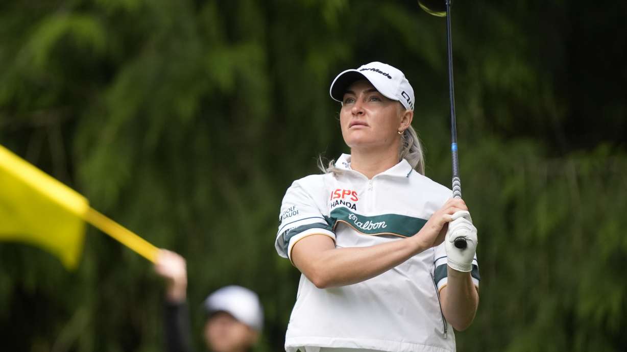 FILE - Charley Hull, of England, watches her shot after hitting from the fourth tee during the final round of the Women's PGA Championship golf tournament at Sahalee Country Club, Sunday, June 23, 2024, in Sammamish, Wash.