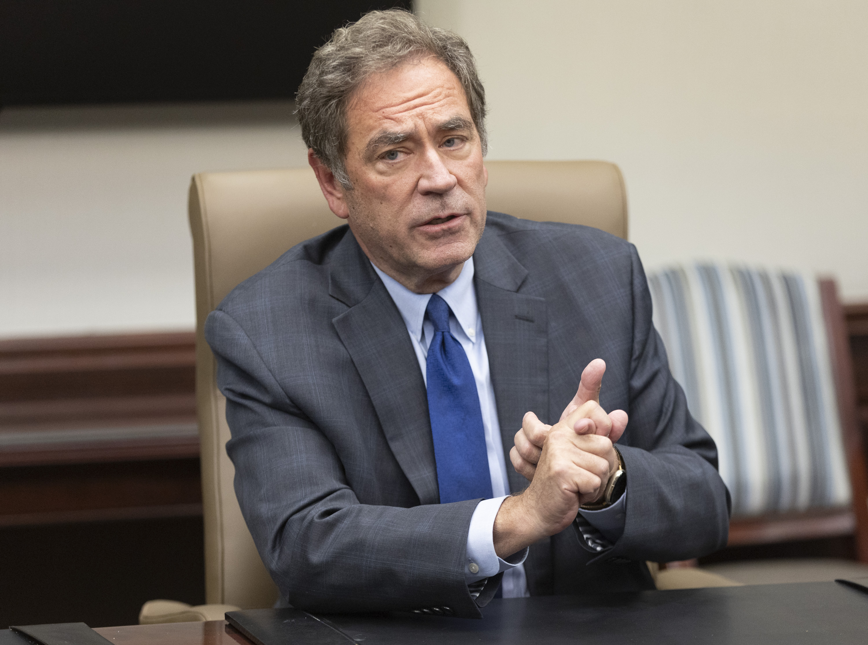 Democratic state representative and gubernatorial candidate Brian King speaks during a meeting with the KSL and Deseret News editorial boards in Salt Lake City on Monday.
