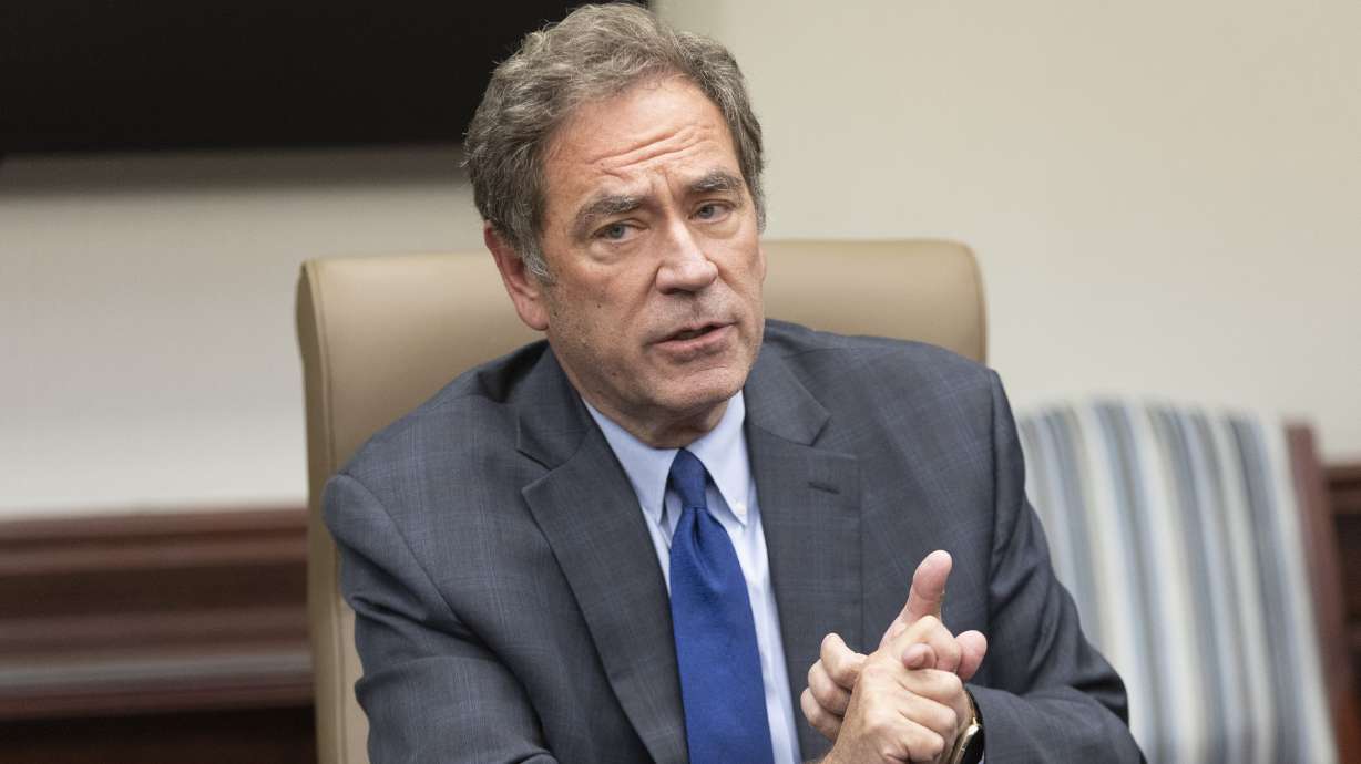 Democratic state representative and gubernatorial candidate Brian King speaks during a meeting with the KSL and Deseret News editorial boards in Salt Lake City on Monday.