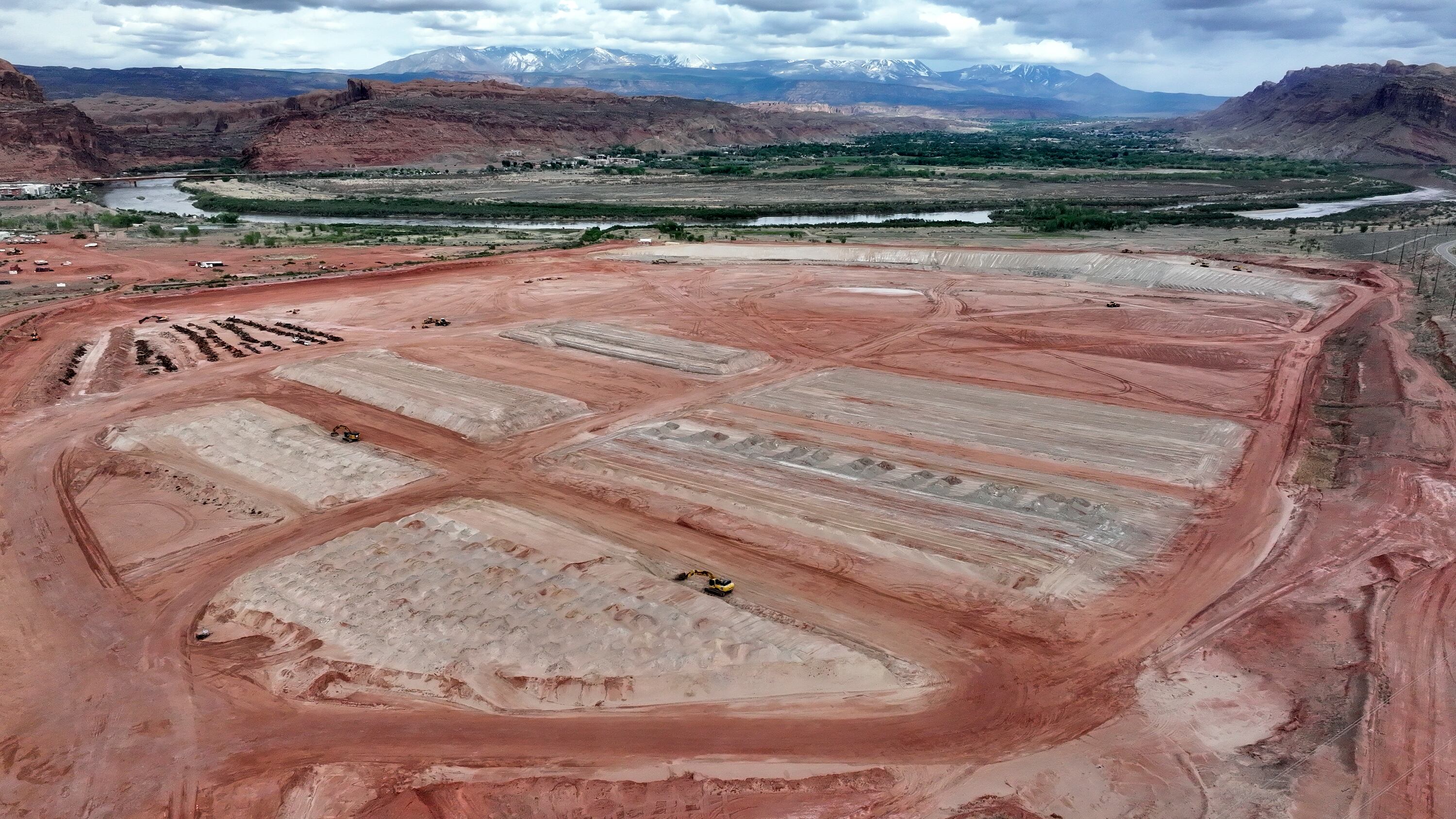 Uranium tailings near the Colorado River, north of Moab in Grand County on April 28. The tailings removal may be completed by next year, but much work remains to be done afterward for full remediation of the area.