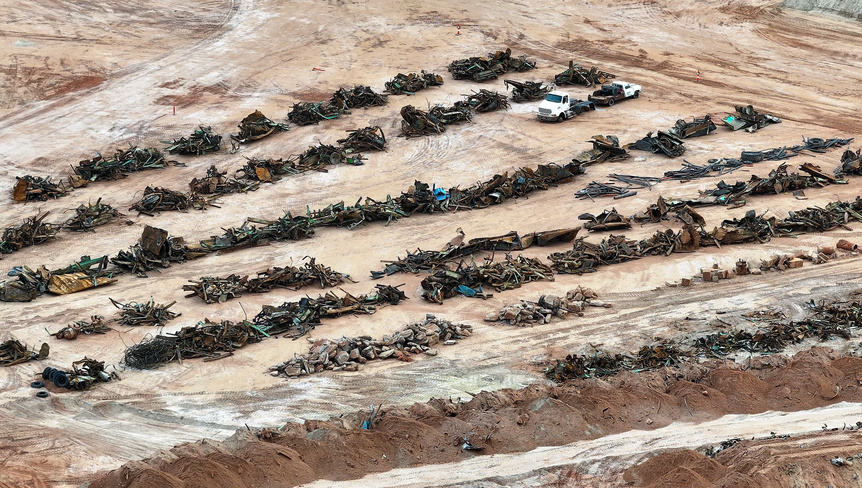 Piles of contaminated debris and uranium tailings are pictured north of Moab in Grand County on April 28.