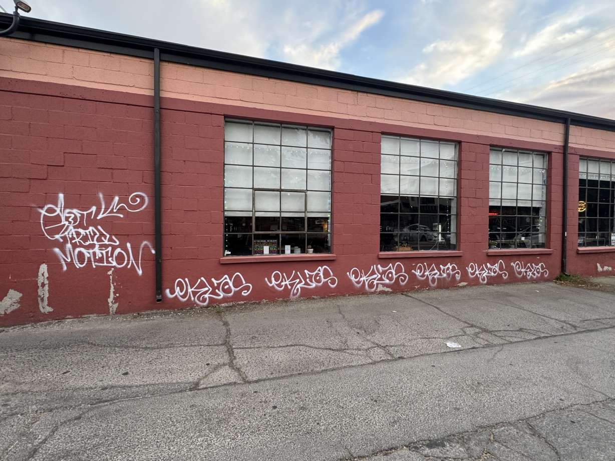 Sugar House Coffee recently was tagged with graffiti along the south side. The owner set up a GoFundMe after this and several other unfortunate circumstances.
