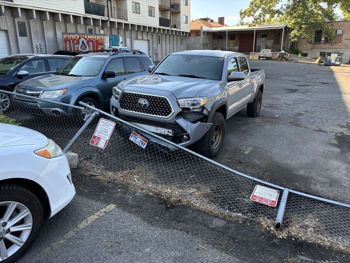 Someone drove over the fence at Sugar House Coffee, breaking three fence posts. The business' owner set up a GoFundMe after this and several other unfortunate circumstances.