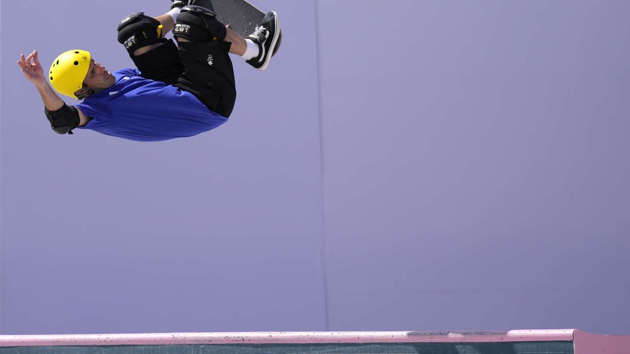 Britain's Andrew Macdonald competes during the men's skateboarding park preliminaries at the 2024 Summer Olympics, Wednesday, Aug. 7, 2024, in Paris, France.