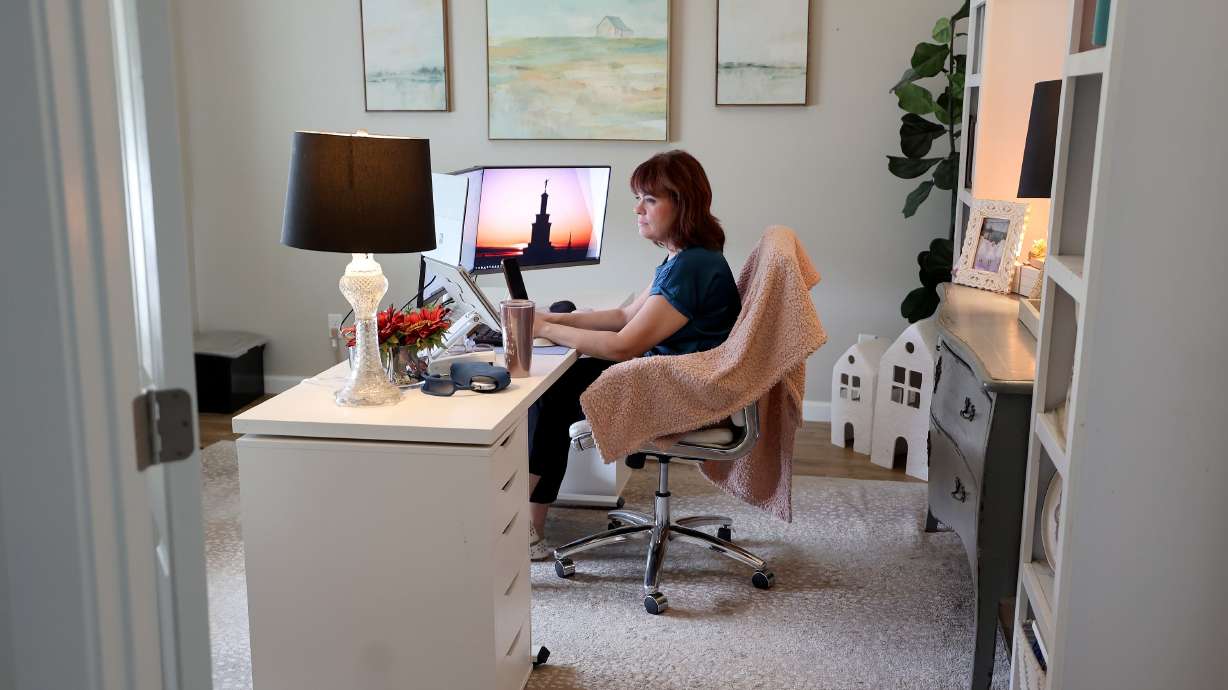 Crystal Pickering, a recent Master of Science graduate of Western Governors University, works in Herriman on Tuesday. WGU awarded 50,168 graduate and undergraduate degrees.