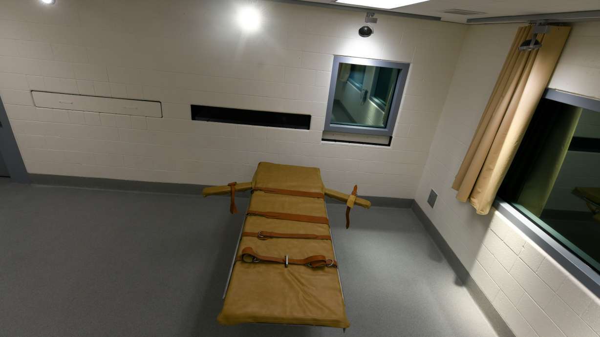 The execution chamber at the Utah State Correctional Facility where Taberon Honie was executed early Thursday.