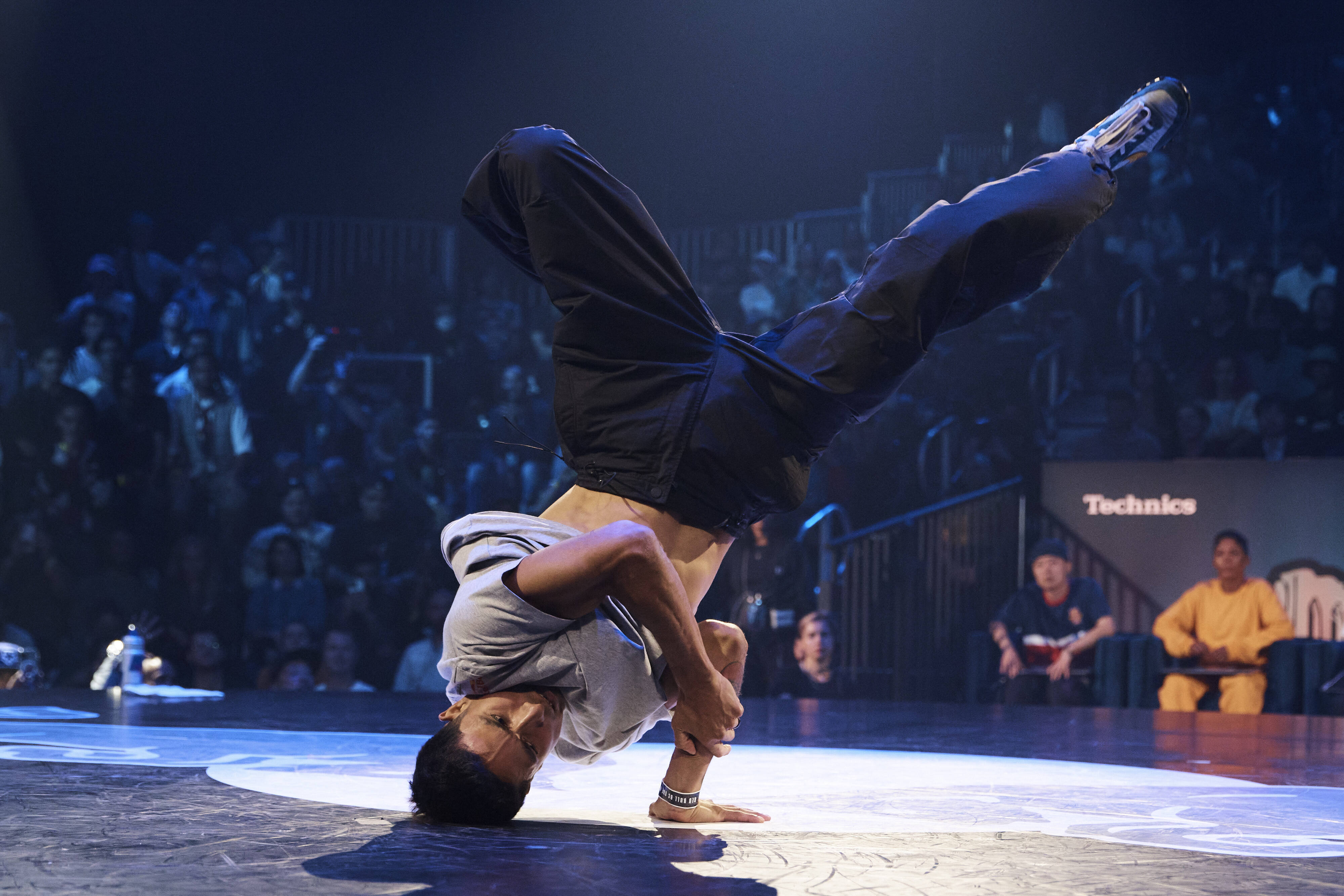 FILE - Victor Montalvo, also known as B-Boy Victor, of the United States, competes in the B-boy Red Bull BC One World Final at Hammerstein Ballroom, Saturday, Nov. 12, 2022, in New York. “I’m really excited to represent a whole country, but I’m more excited to represent my dance, my artform and I’m super excited to bring the hip-hop culture to the Olympics,” Montalvo.