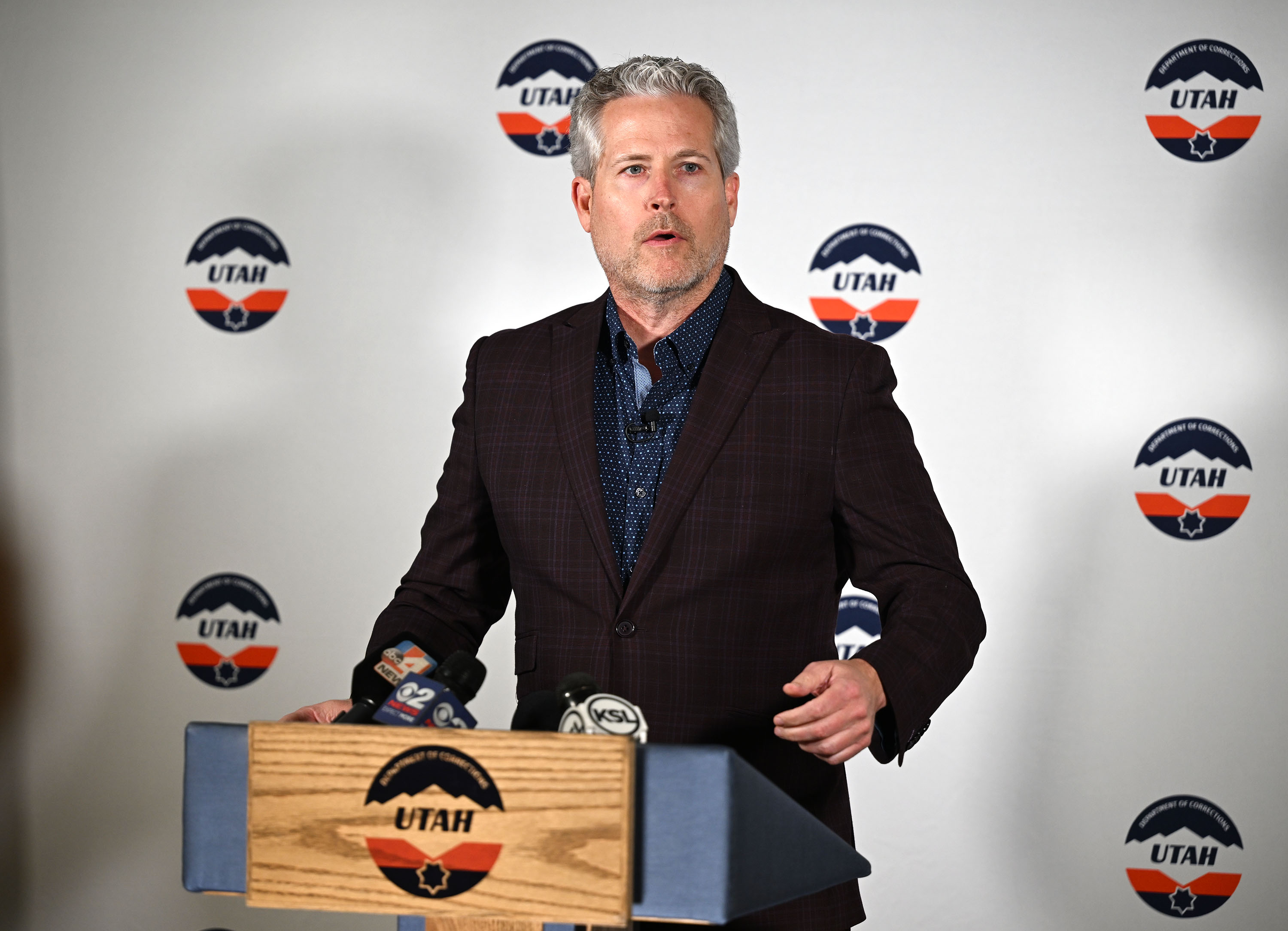 Glen Mills, Utah Department of Corrections spokesman, talks to media during a press conference inside the Stephen R. Anderson Memorial Building at the Utah State Correctional Facility in Salt Lake City, prior to the execution of Taberon Dave Honie, on Wednesday.