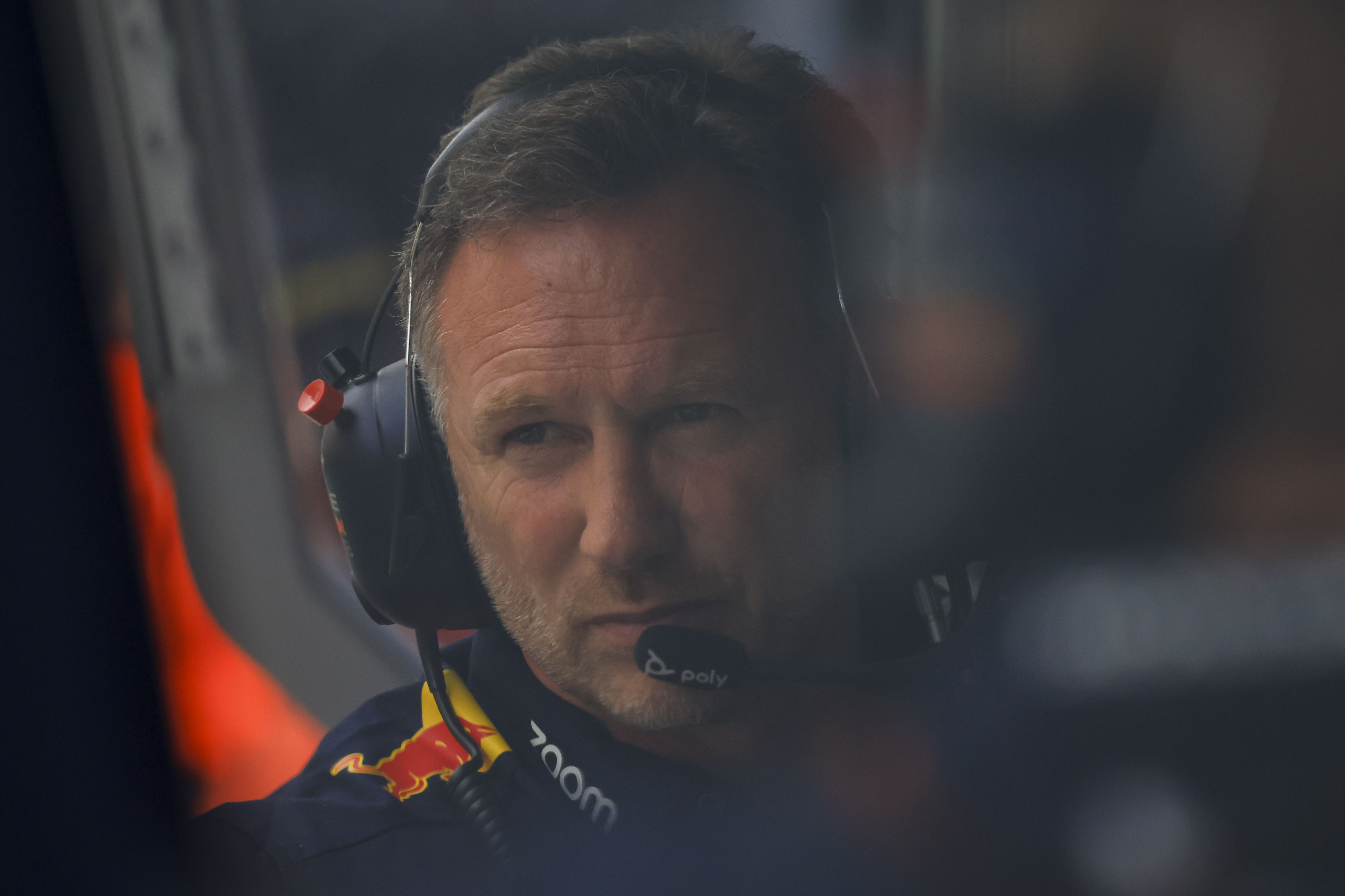 Red Bull team principal Christian Horner watches during the qualifying ahead of Sunday's Formula One Hungarian Grand Prix auto race, at the Hungaroring racetrack in Mogyorod, near Budapest, Hungary, Saturday, July 20, 2024. 