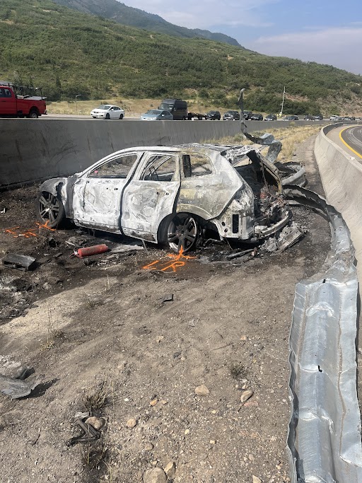 A woman was hospitalized in critical condition Thursday after a car crash on I-80 near Summit Park in Lambs Canyon.