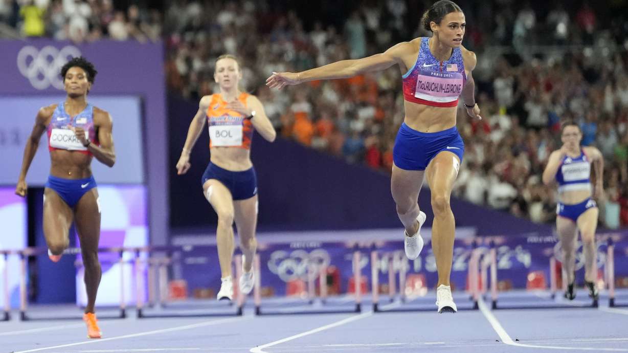Sydney McLaughlin-Levrone, of the United States, wins the women's 400-meters hurdles final at the 2024 Summer Olympics, Thursday, Aug. 8, 2024, in Saint-Denis, France.