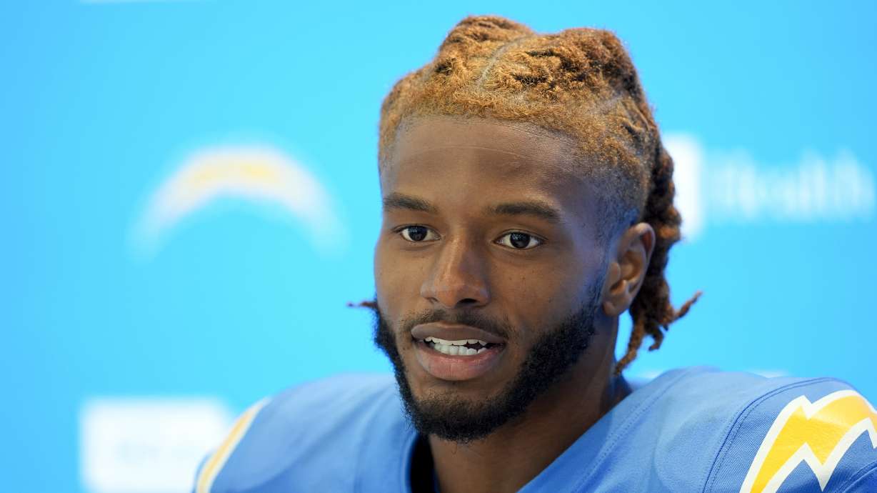 Los Angeles Chargers cornerback Kristian Fulton speaks at a news conference after NFL football training camp Monday, July 29, 2024, in El Segundo, Calif.