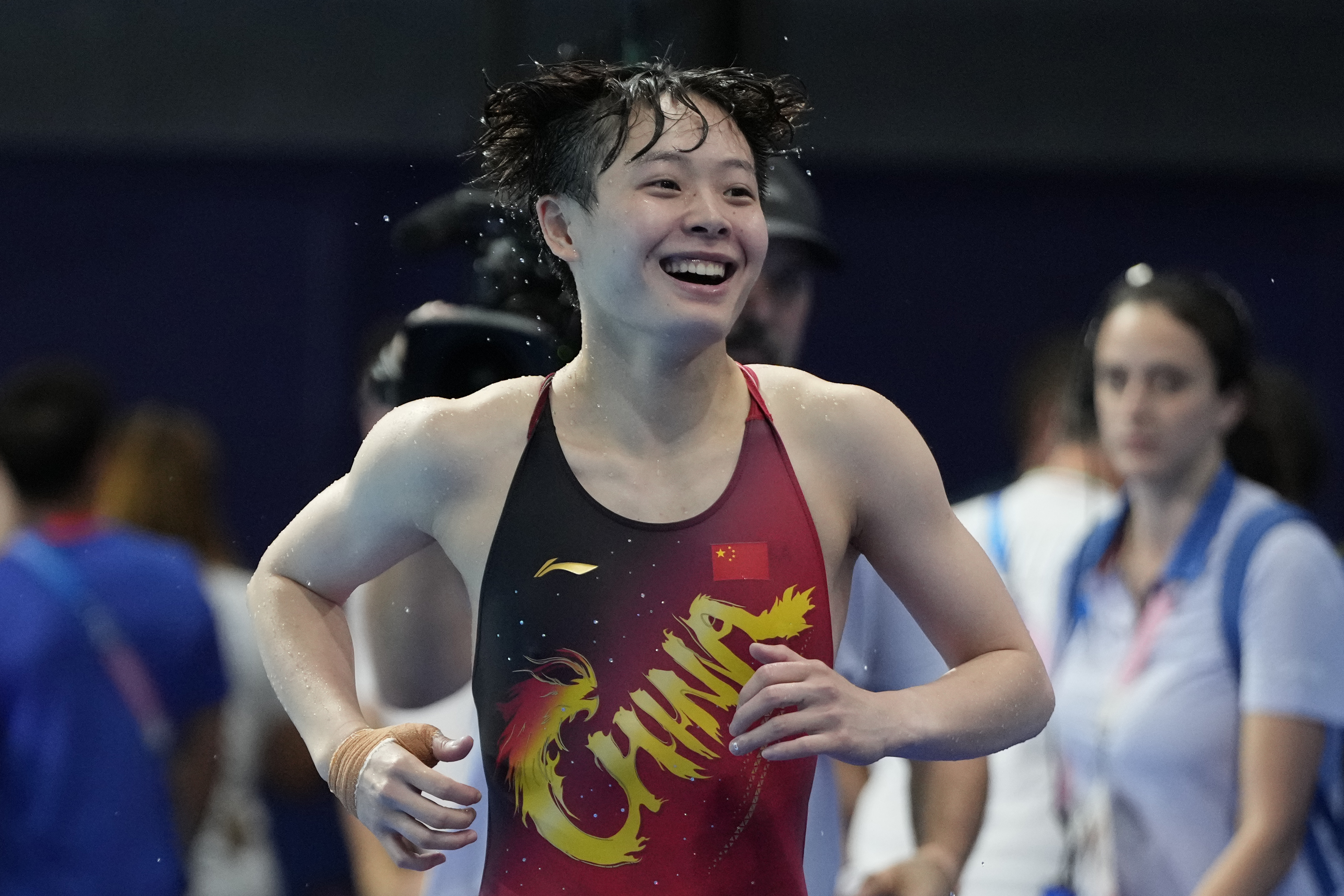 China's Chen Yiwen smiles after the women's 3m springboard diving final, at the 2024 Summer Olympics, Friday, Aug. 9, 2024, in Saint-Denis, France. 