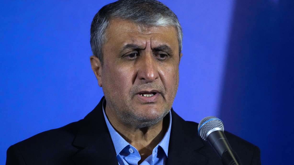Mohammad Eslami speaks at a press conference in the central city of Isfahan, Iran, May 7. He reappointed a U.S.-educated official as director of the country's nuclear department.