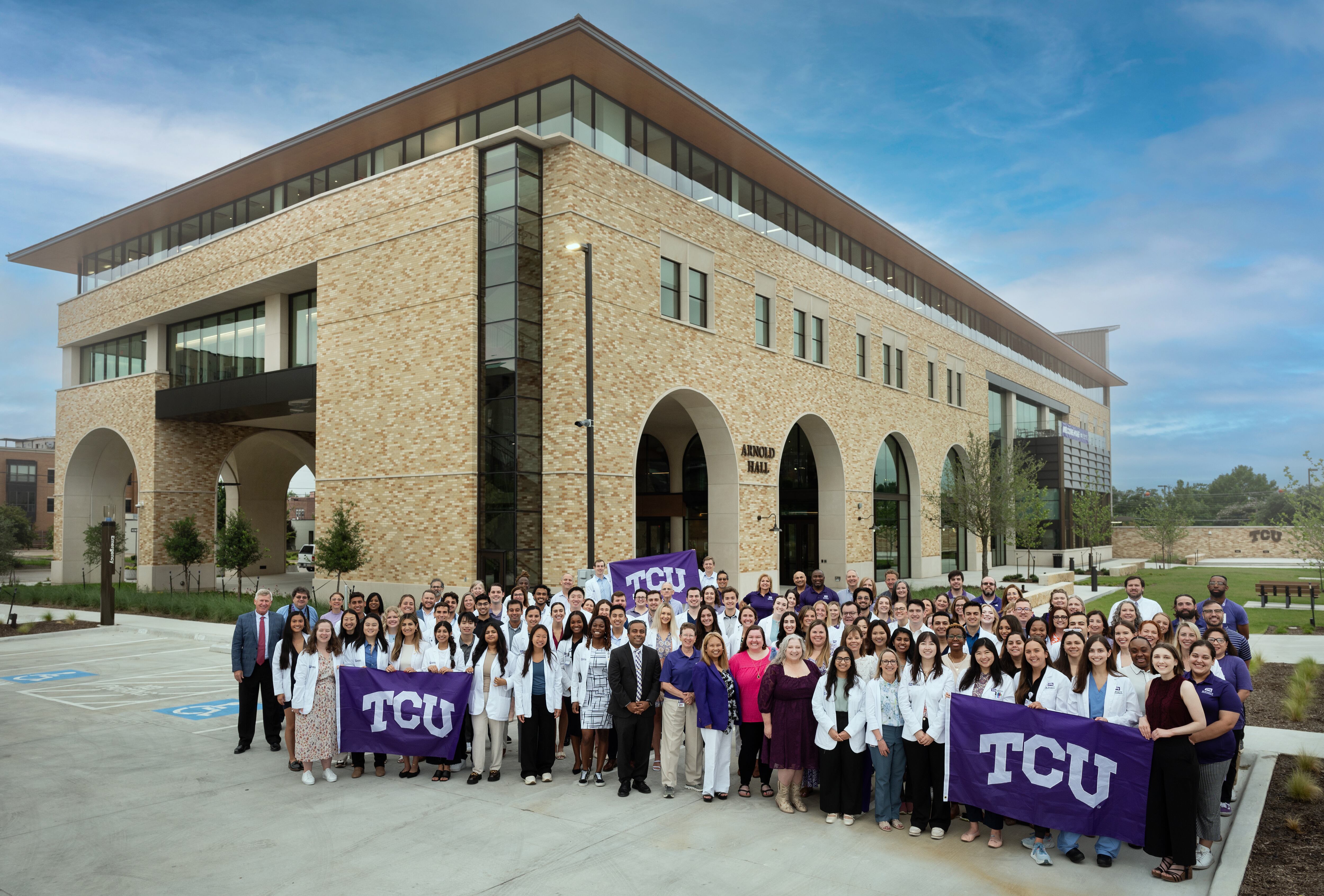 Anne Burnett Marion School of Medicine is pictured at Texas Christian University's Arnold Hall facing West Rosedale Street in Fort Worth, Texas.