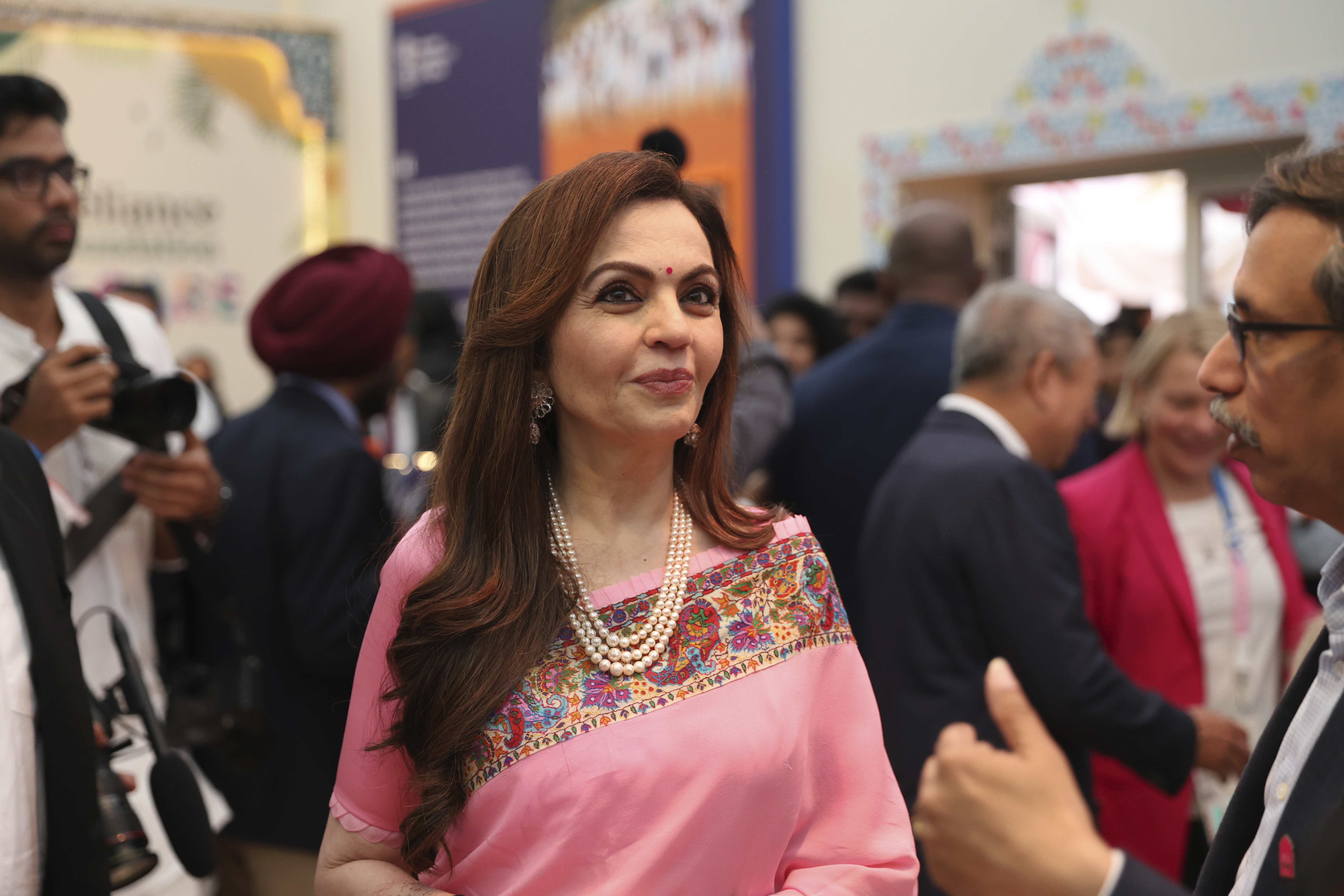 India's Nita Ambani attends the inauguration of the Indian House at the 2024 Summer Olympics, Saturday, July 27, 2024, in Paris, France. 