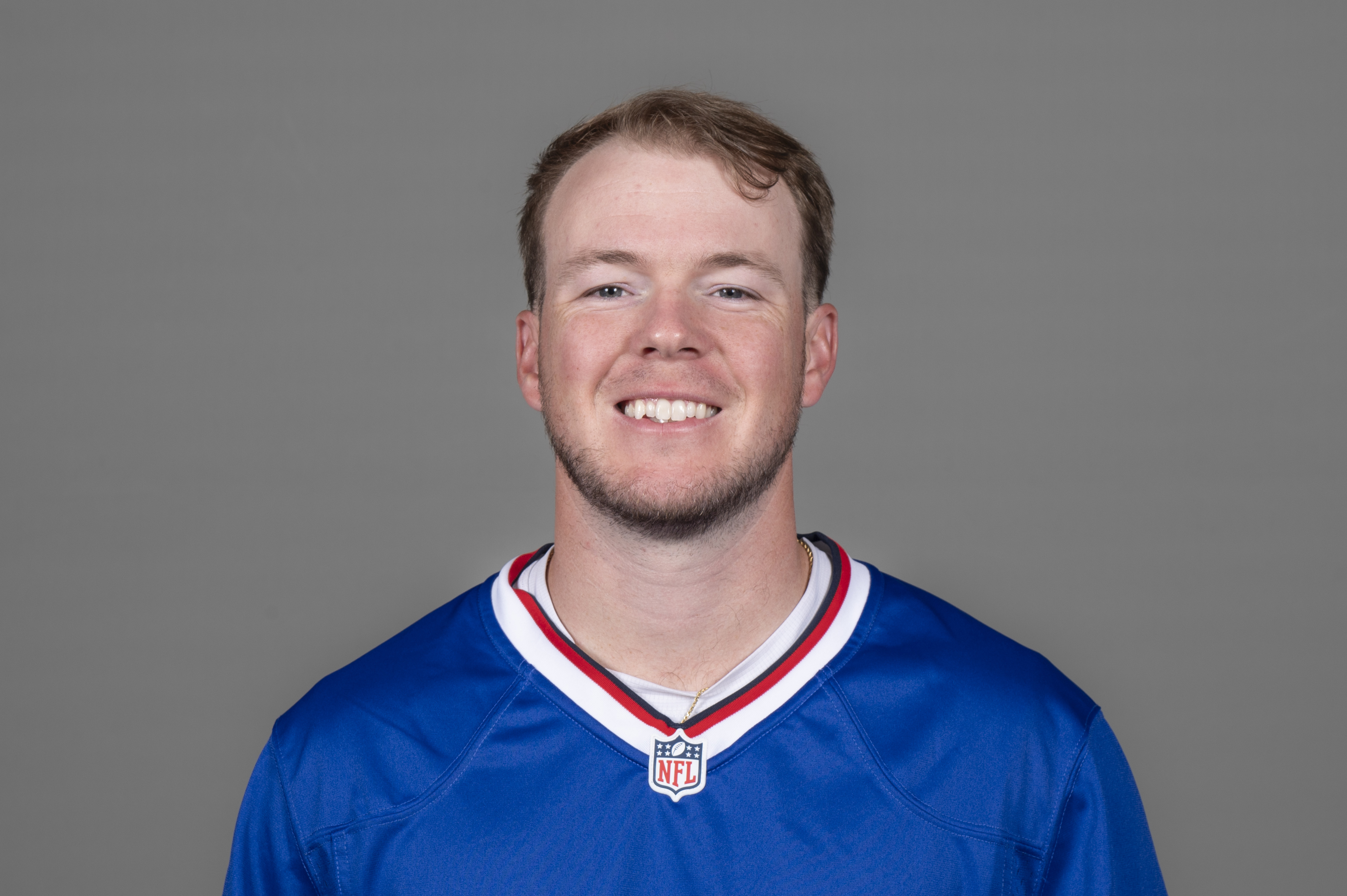 FILE - Tyler Bass of the Buffalo Bills NFL football team stands for a portrait in Orchard Park, N.Y., on Monday, June 10, 2024. 