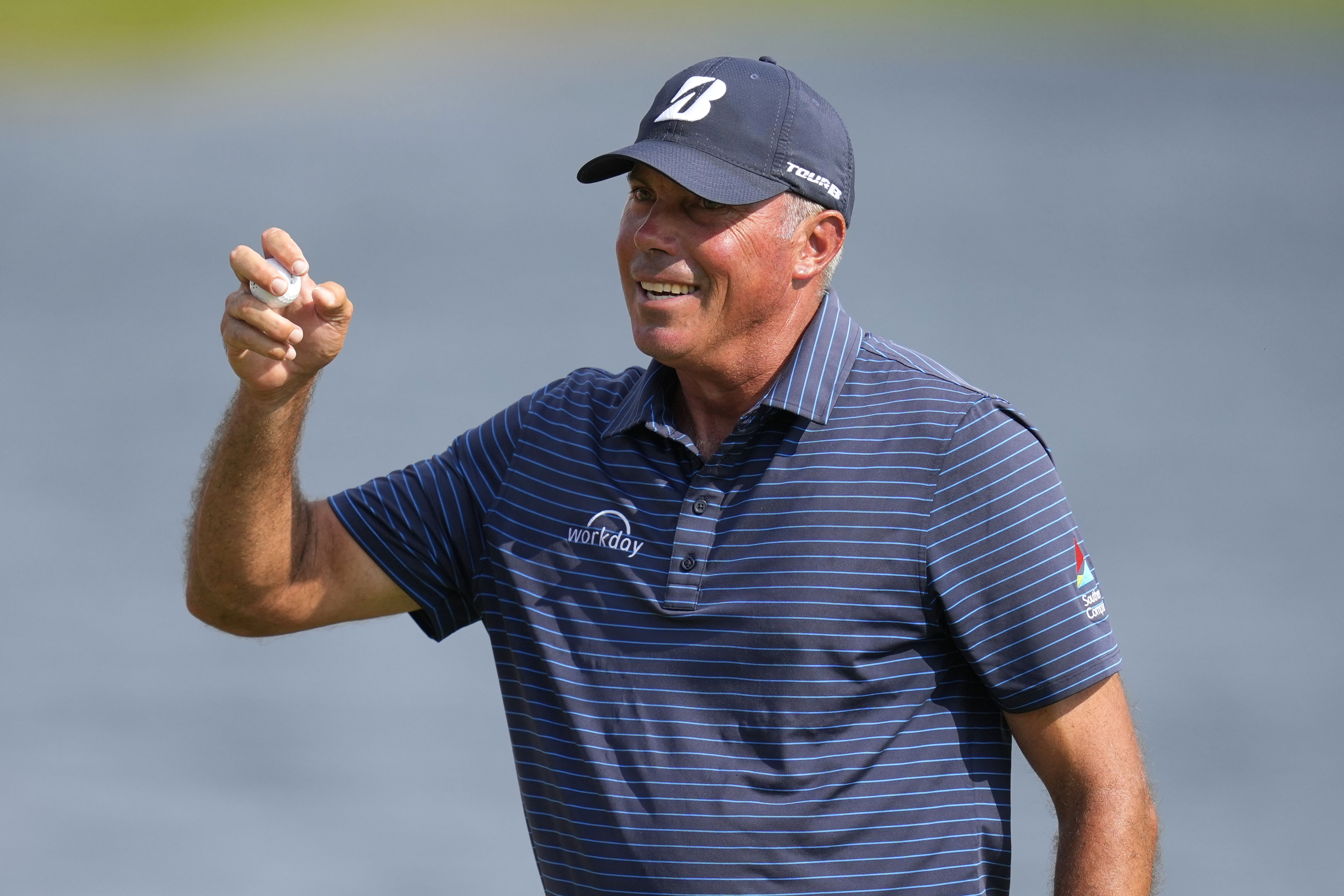 Matt Kuchar reacts after making his putt on the 18th green during the final round of the 3M Open golf tournament at the Tournament Players Club, Sunday, July 28, 2024, in Blaine, Minn. 