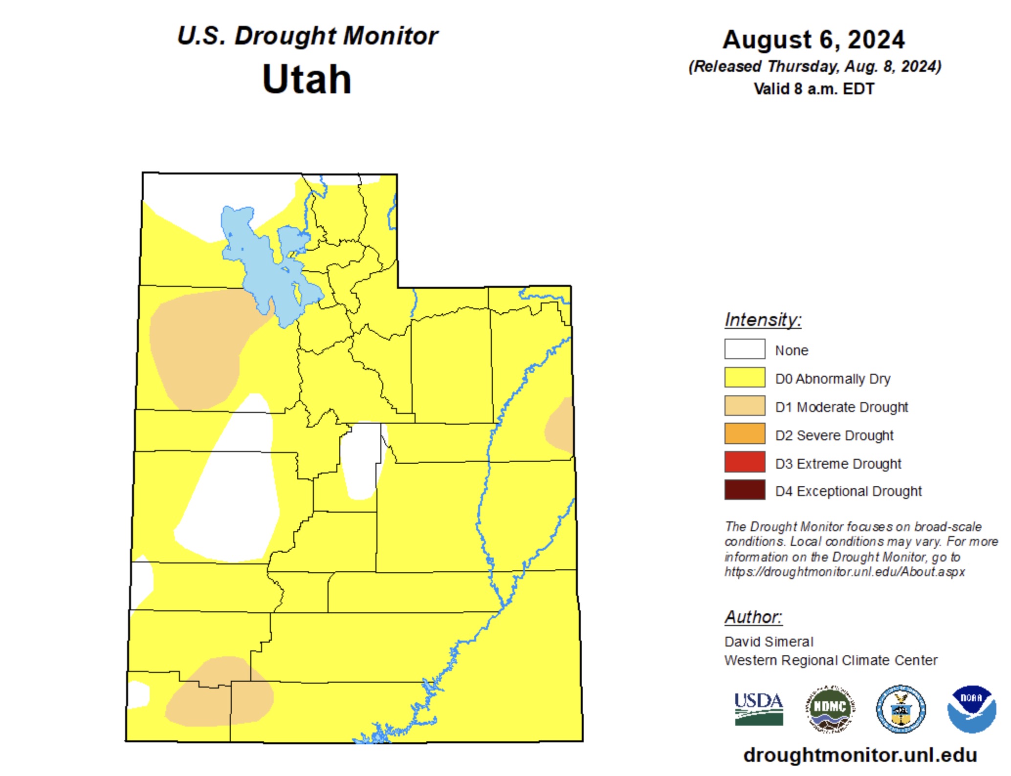 About 90% of Utah is at least "abnormally dry," including 8% that is in moderate drought, according to the U.S. Drought Monitor's latest update published on Thursday.