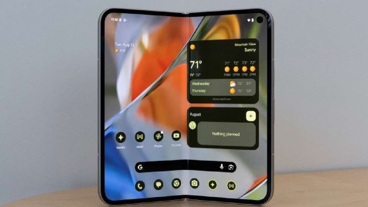 Google's newest Pixel 9 Pro Fold smart phone is displayed at the Made by Google event in Mountain View, Calif. Tuesday. Google unveils a new line of Pixel smartphones, plus a new smart watch and wireless earbuds at its annual hardware event.