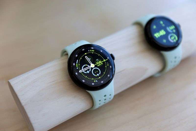 The new Pixel Watch 3 smart watches are displayed, in two different sizes, at the Made by Google event in Mountain View, Calif., Tuesday.