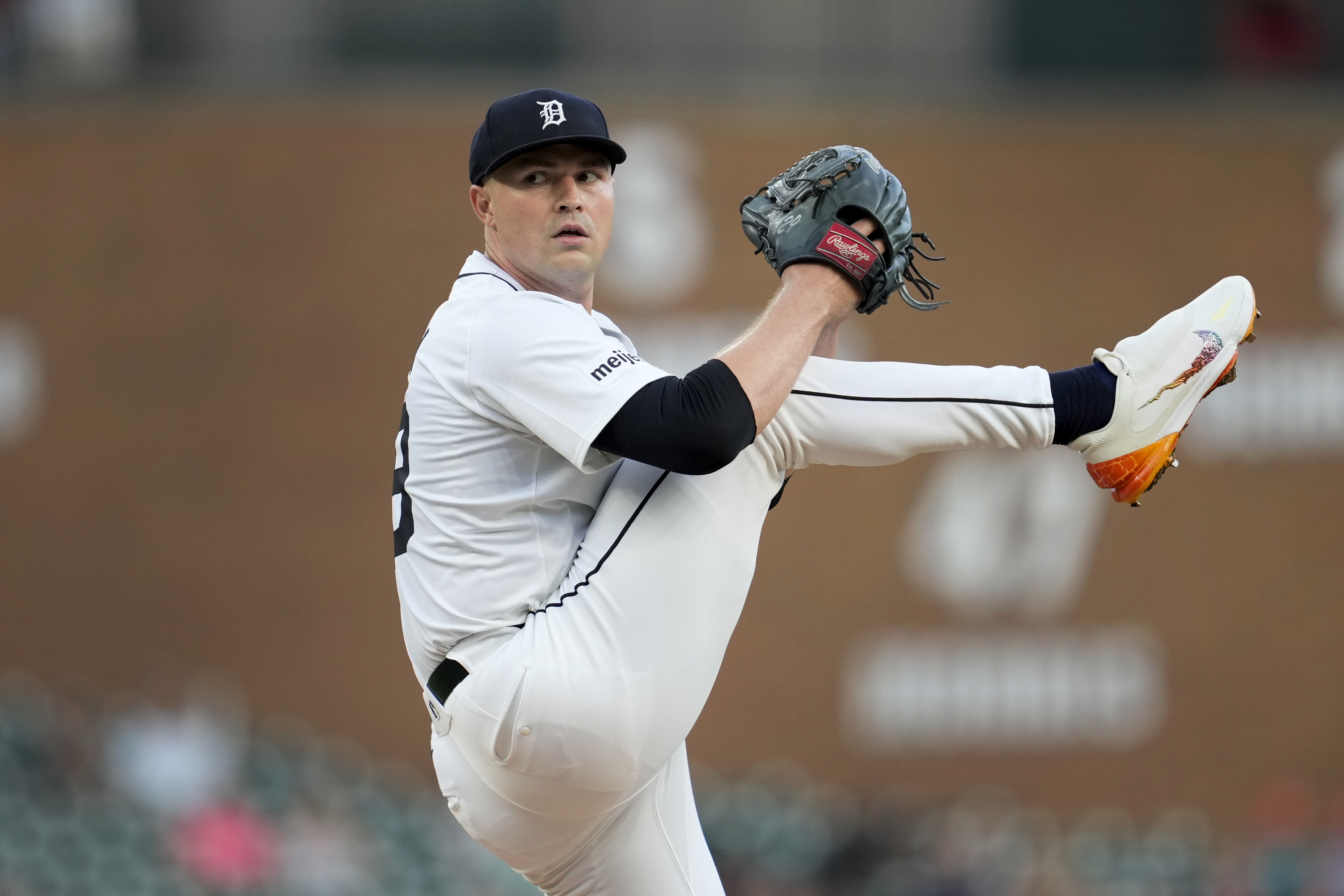 Detroit Tigers pitcher Tarik Skubal throws against the Seattle Mariners in the first inning of a baseball game, Tuesday, Aug. 13, 2024, in Detroit. 
