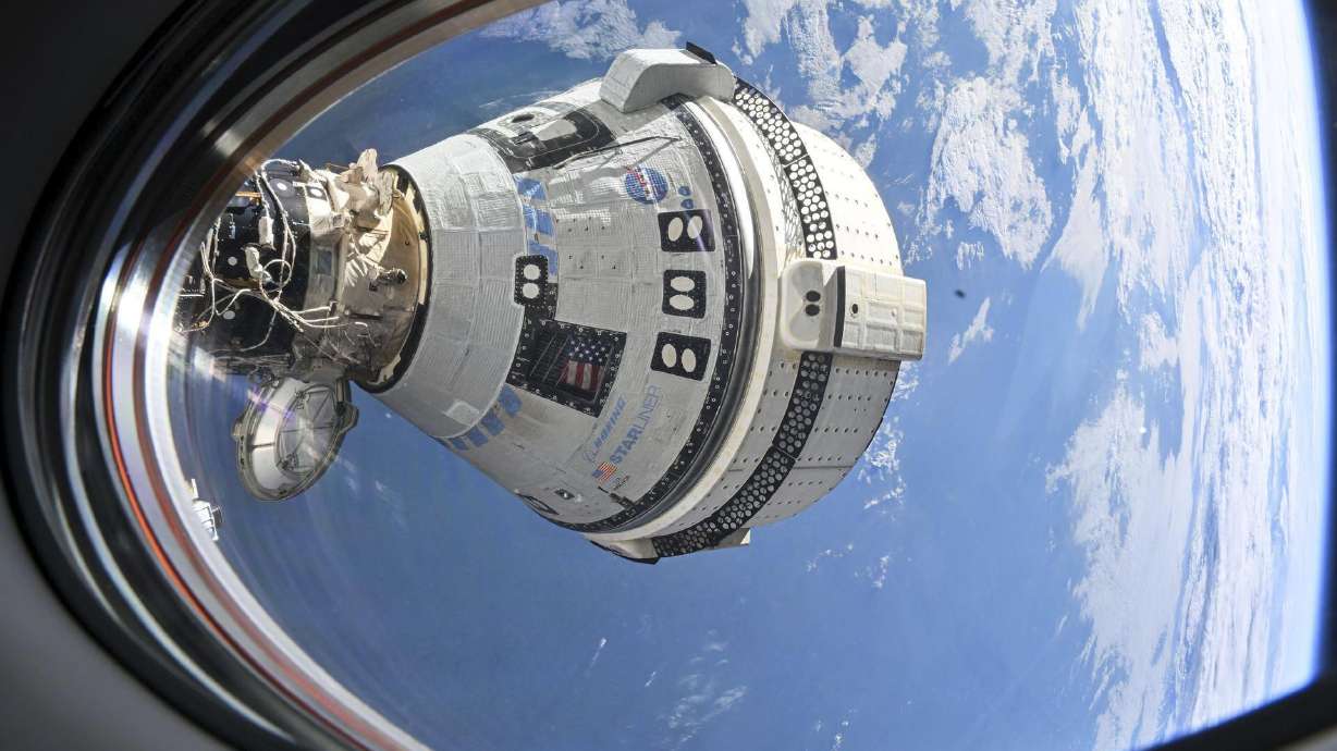Boeing's Starliner spacecraft, which launched astronauts Butch Wilmore and Suni Williams to the International Space Station, docked to the Harmony module's forward port on July 3, seen from a window on the SpaceX Dragon Endeavour spacecraft.