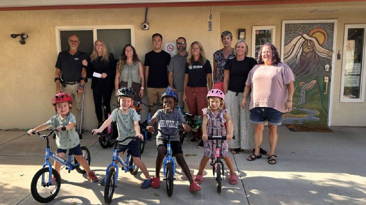 Strider bikes were donated by the Southern Utah Bicycle Alliance to the Dove Center, Washington County, Friday.