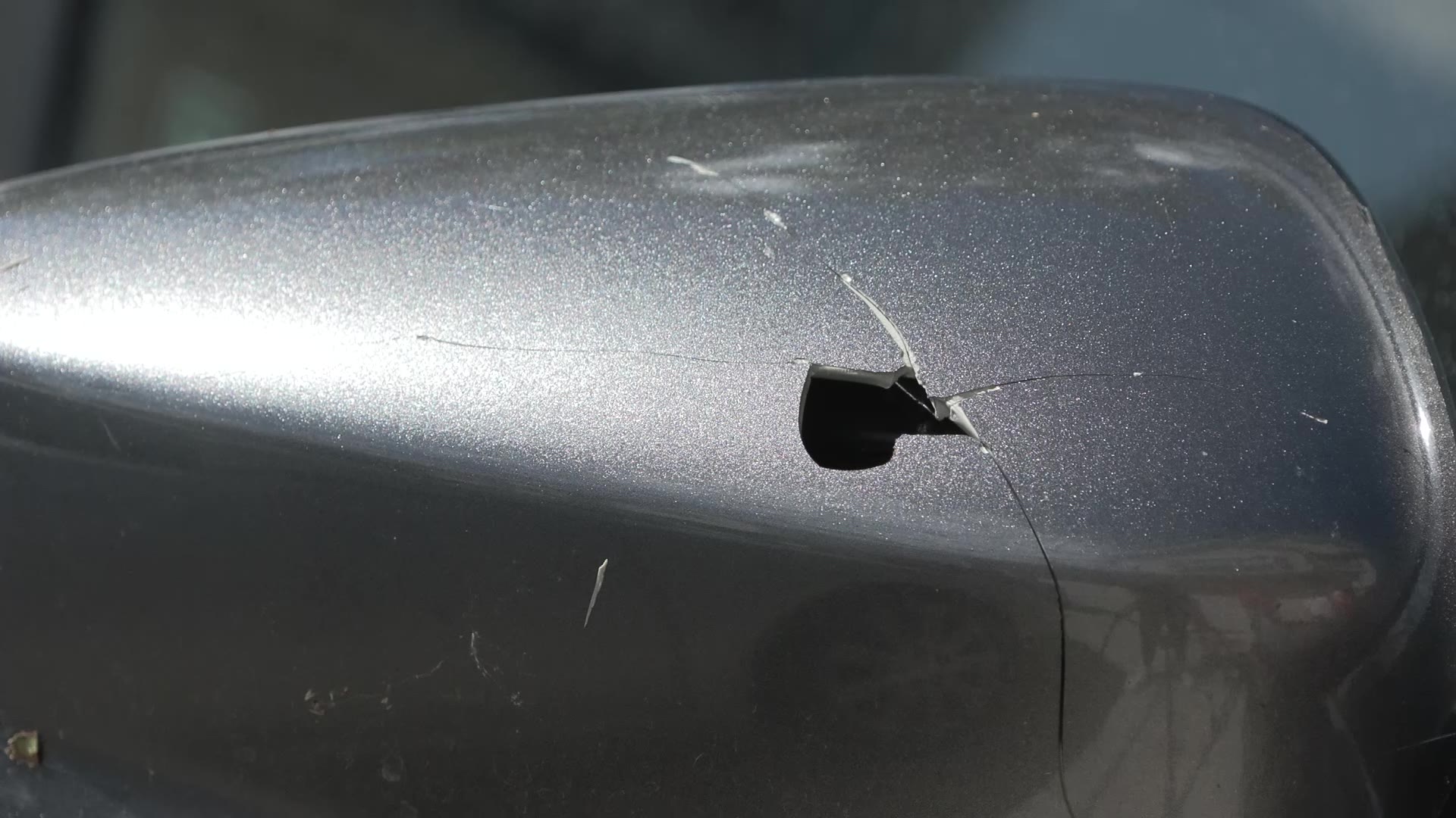 A car side window in Lehi was damaged by the hail on Wednesday.