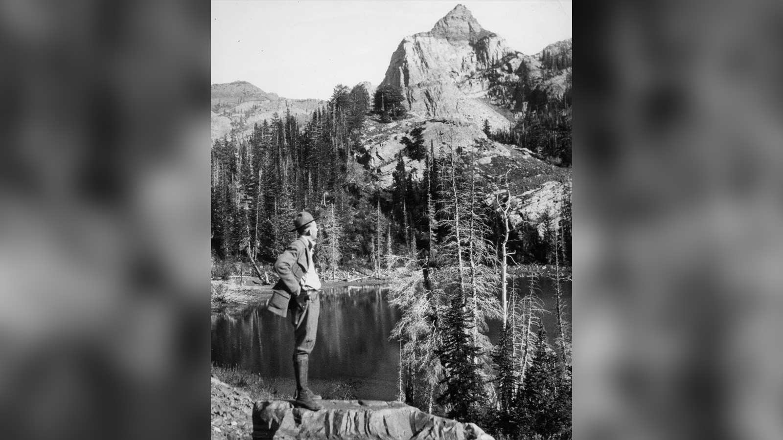 A hiker looks out toward Lake Blanche in Big Cottonwood Canyon sometime between 1900 and 1940. The area was one of the first big hikes are hiking, climbing and skiing gained popularity in the early-to-mid 1900s.