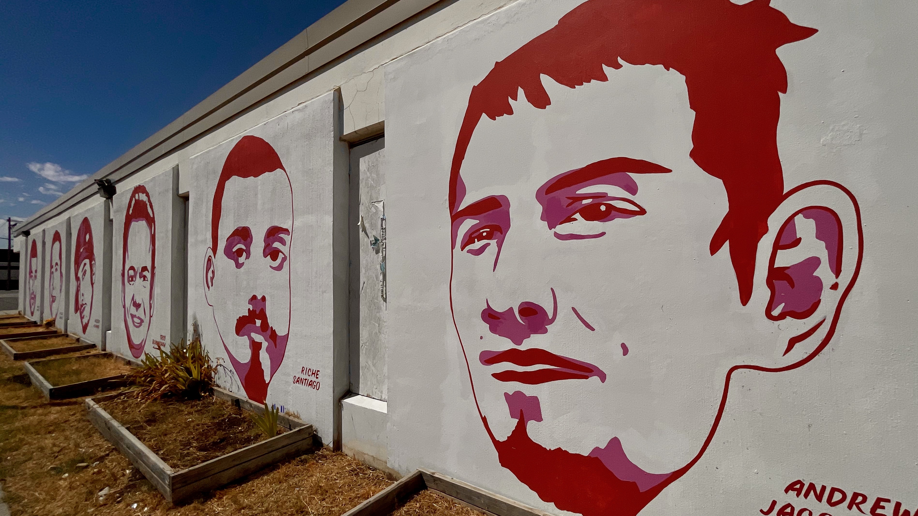 A few of the murals on the walls of the Fleet Block buildings in Salt Lake City on Wednesday. City officials are to meet with family members of those depicted in the murals as plans move forward to demolish the structures.