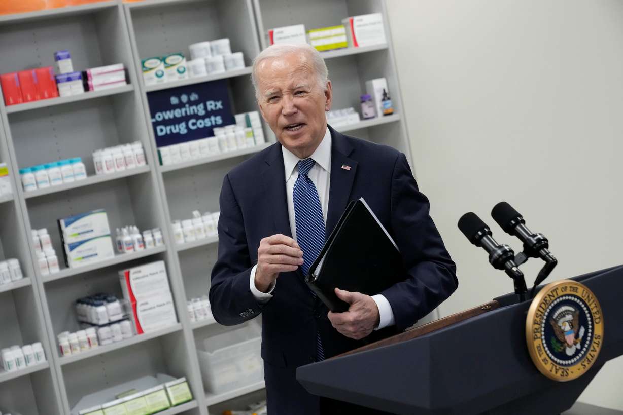 President Joe Biden leaves after speaking about prescription drug costs at the National Institutes of Health in Bethesda, Md., Dec. 14, 2023.