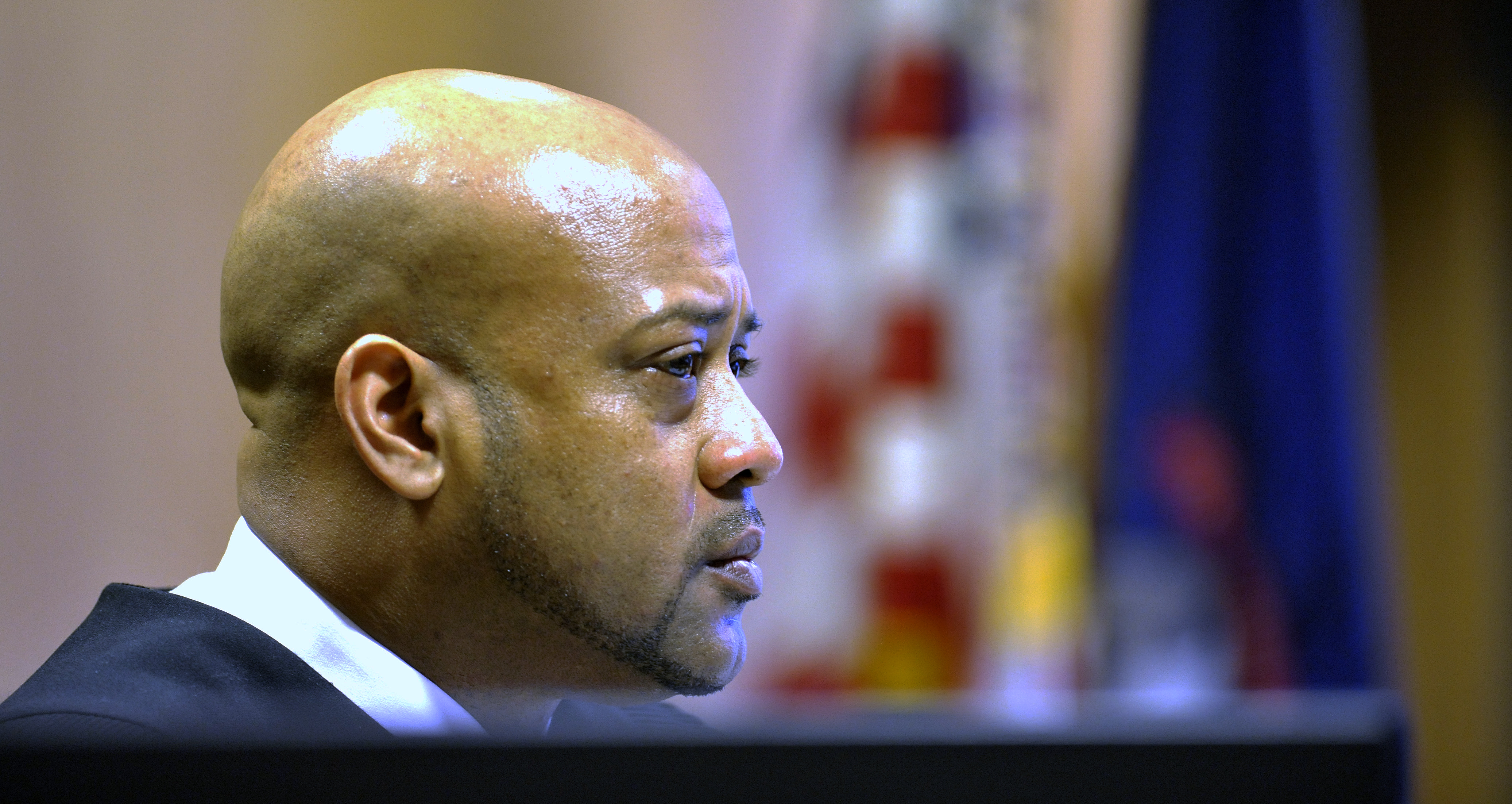 Judge Kenneth King listens during a probable-cause hearing, April 2, 2015, in Detroit. The judge has been sidelined for ordering a teenager into jail clothes and handcuffs while she was on a field trip to his courtroom. 