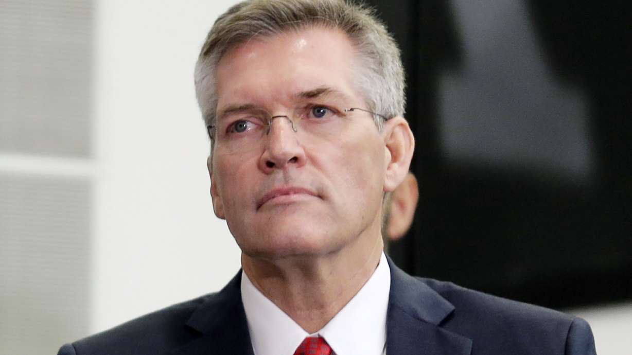 FILE - Rutgers athletic director Pat Hobbs is seen during a news conference in Piscataway, N.J., Dec. 4, 2019.