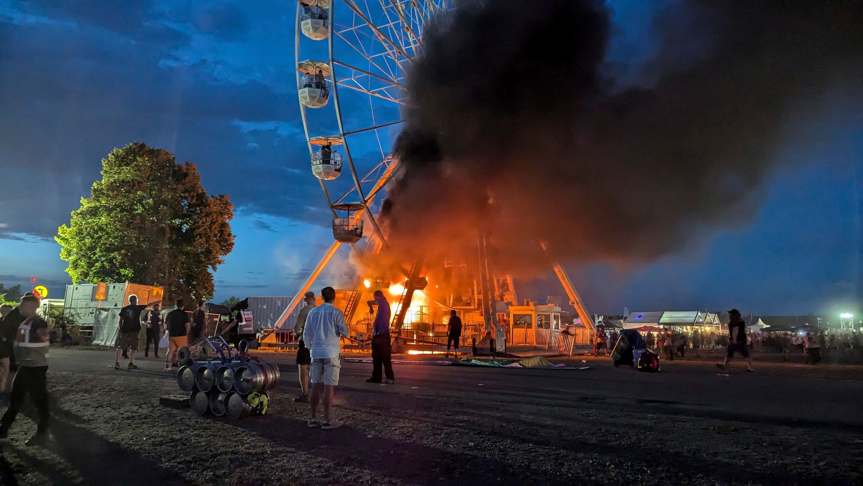 Images showed the Ferris wheel on fire with smoke billowing from the ride. More than 20 people were injured in the accident.