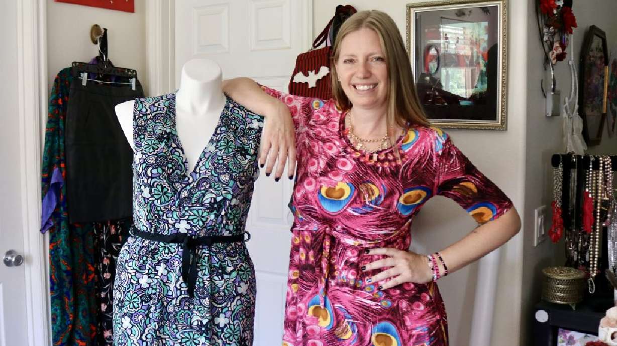 Fashion designer Marie Nohr is giving back by donating handmade robes to women facing breast cancer, Ivins, Washington County, Aug. 6.