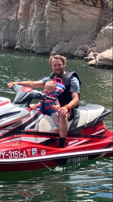 Skyler Granath with his 2-year-old daughter.