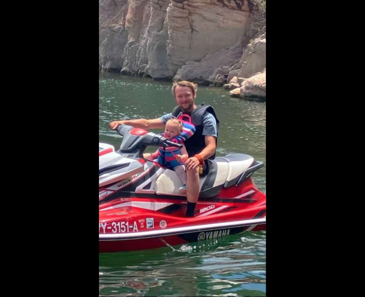 Skyler Granath with his 2-year-old daughter.