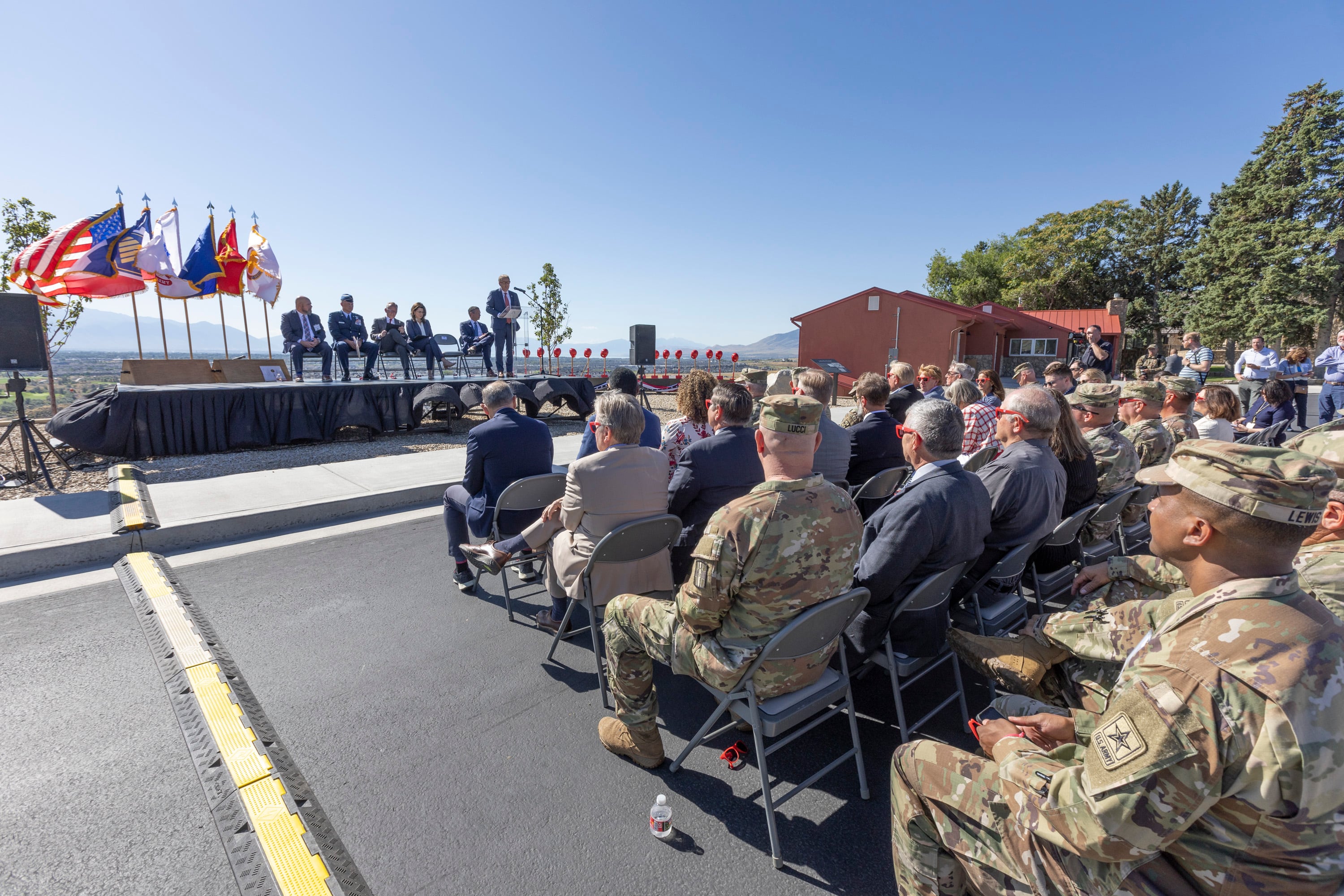 University of Utah President Taylor Randall speaks during a groundbreaking ceremony celebrating a land transfer and relocation agreement between the University of Utah and the U.S. Army Reserve at Camp Williams in Bluffdale on Monday.