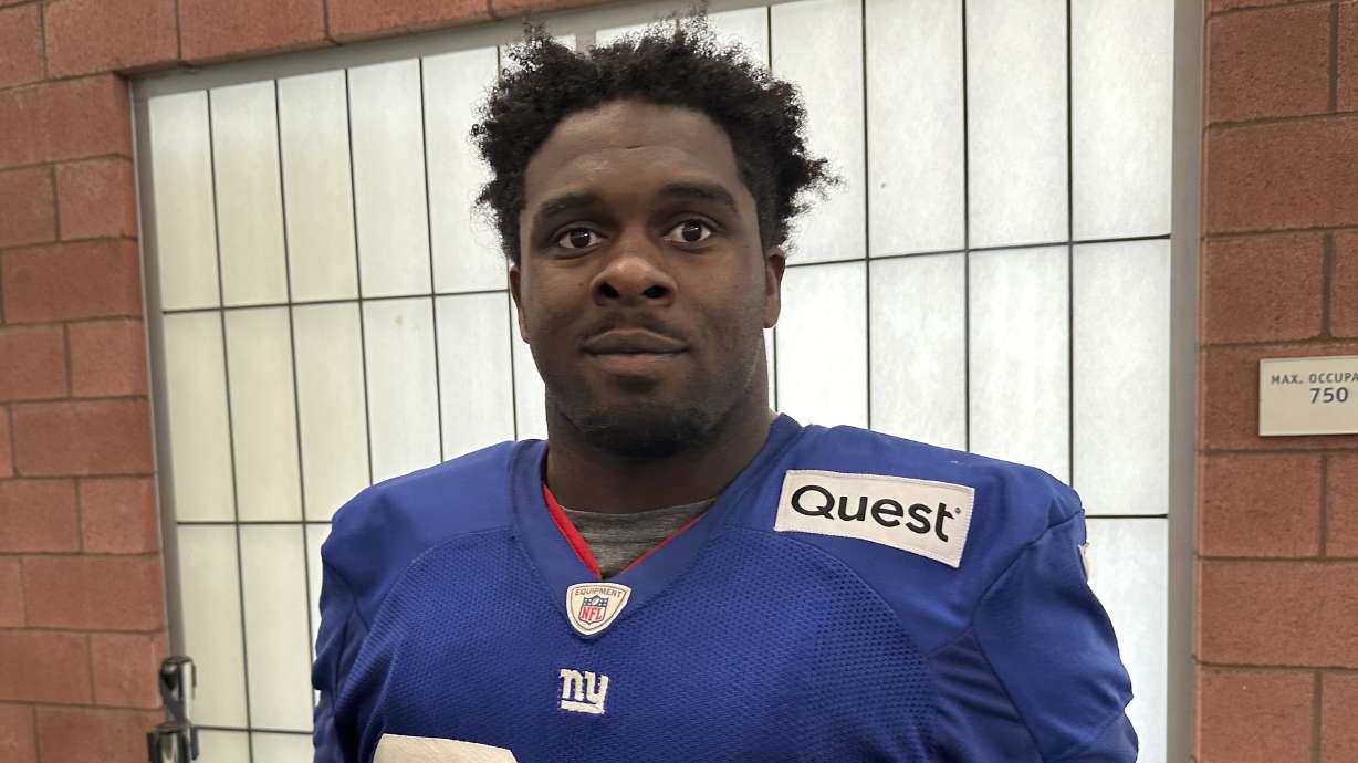 New York Giants defensive tackle Elijah Chatman is pictured after practice, Tuesday, Aug. 20, 2024, at the Giants facility in East Rutherford N.J.