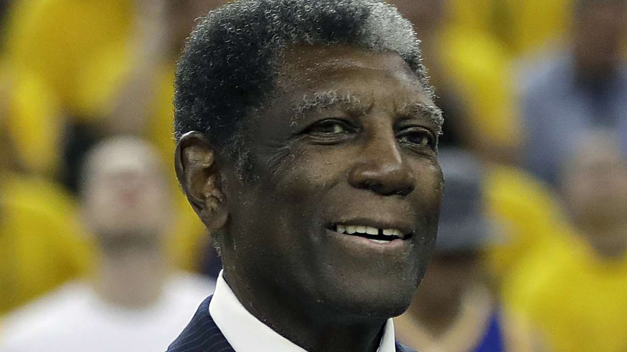 Former Golden State Warriors head coach Al Attles is shown during the first half of Game 2 of basketball's NBA Finals between the Warriors and the Cleveland Cavaliers in Oakland, Calif., Sunday, June 4, 2017.
