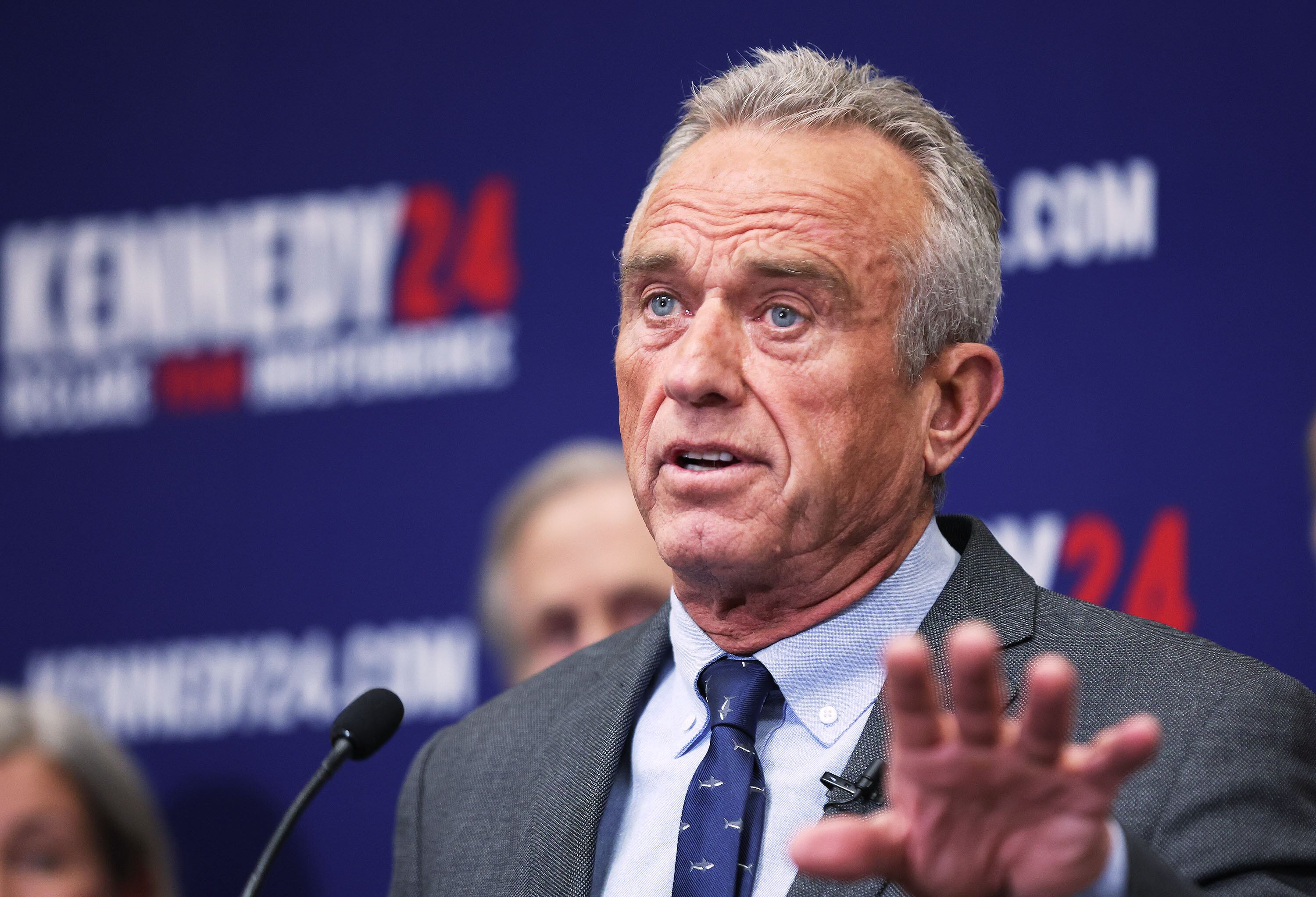 Independent presidential candidate Robert F. Kennedy Jr. speaks at the East Senate Building at the state Capitol in Salt Lake City on Jan. 3. Donald Trump would benefit if Kennedy drops out of the presidential race, polls show.