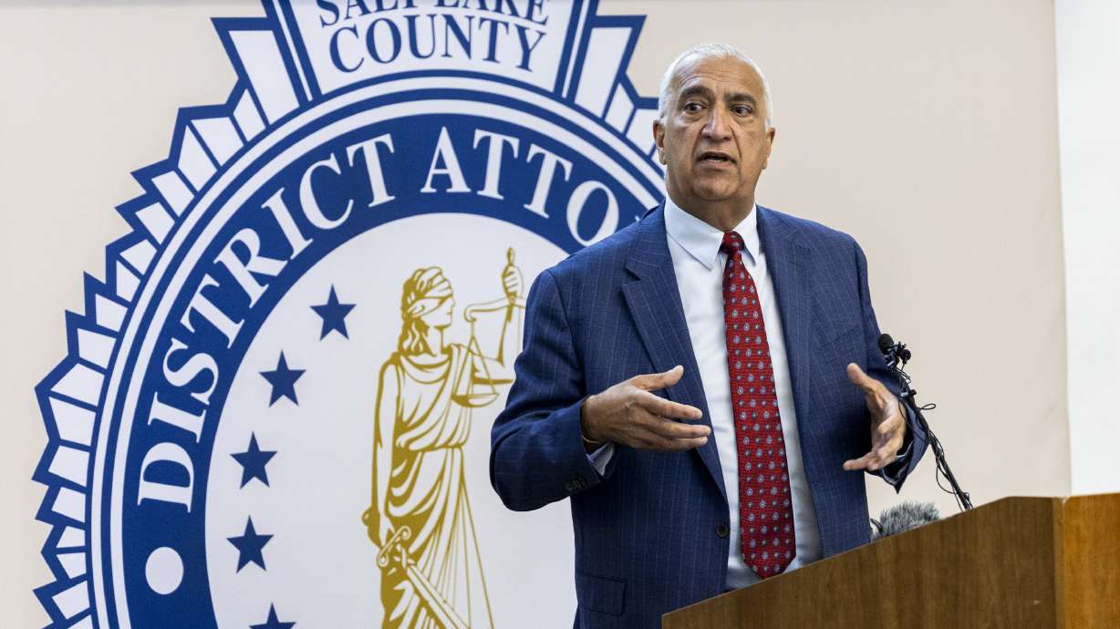 Salt Lake County District Attorney Sim Gill speaks during a press conference on Aug. 22. On Friday he announced a Unified police officer was legally justified in using deadly force against a man armed with two swords on Halloween.