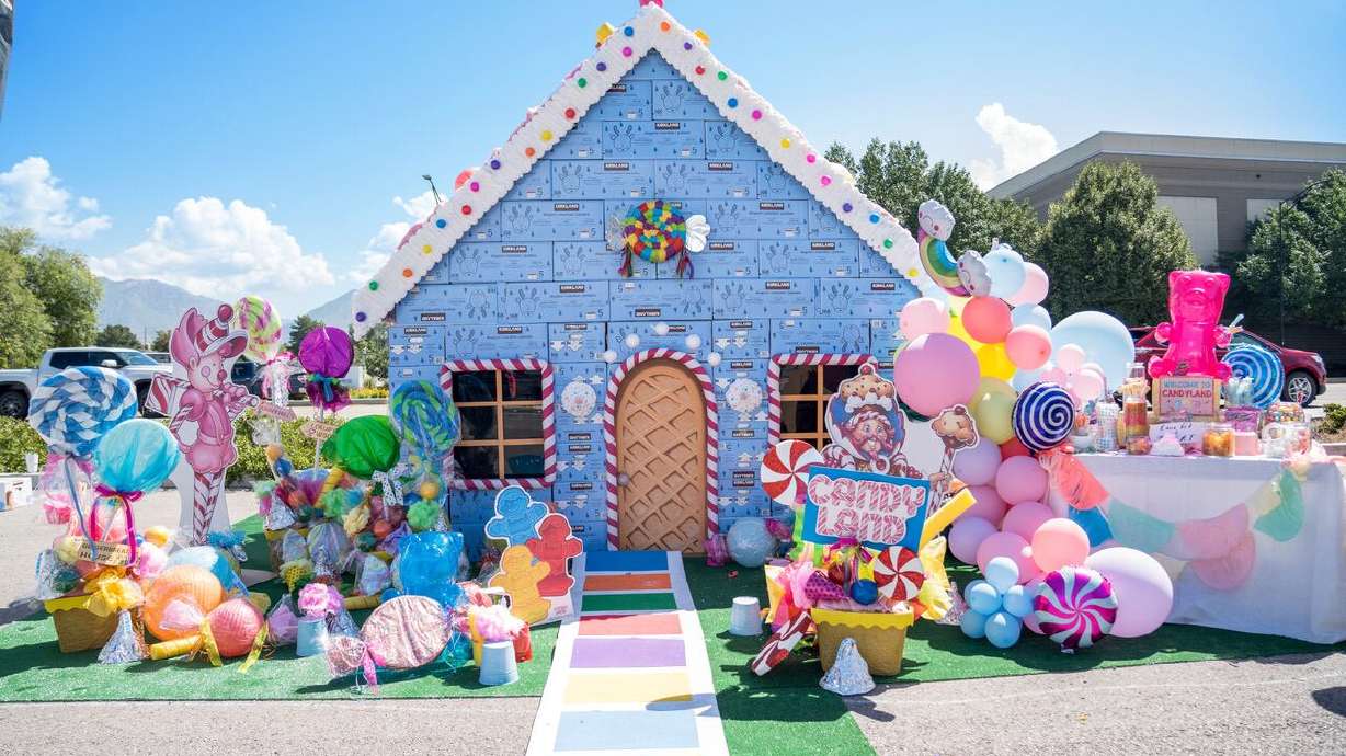 A house constructed of diapers at the HomeAid annual diaper drive in an undated photo. On Friday, the drive will feature 10 diaper homes built as part of a competition. The group hopes to collect 1 million diapers for the Utah Diaper Bank.